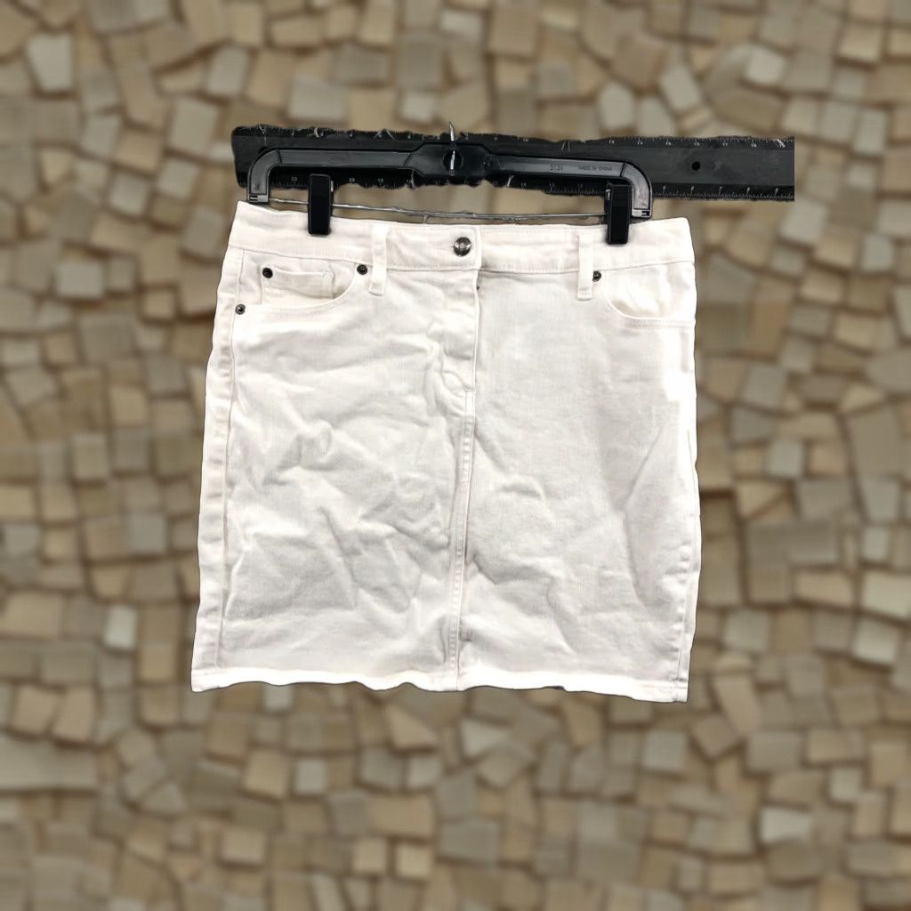 J.Crew J.Crew Skirt Womens Size 30 White Midi Straight & Pencil Twill with Pockets Logo Barbie Button Front Flat Front Regular Rise Mid Wash Linen? Size 30" / US 8 / IT 44 - 1 Thumbnail