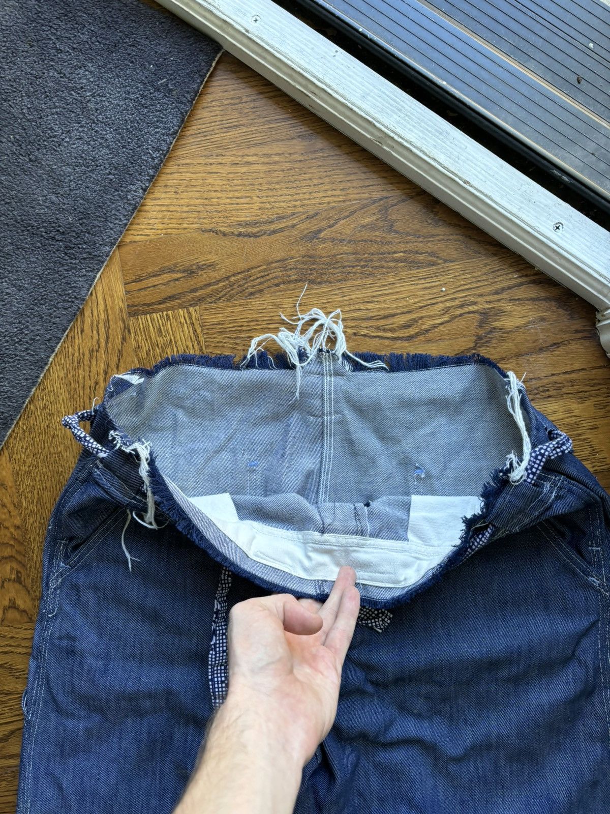 Oshkosh × Sears × Vintage Vintage Dark Denim 60s 70s Baggy Long Loose Heel Drag USA Size US 34 / EU 50 - 9 Thumbnail