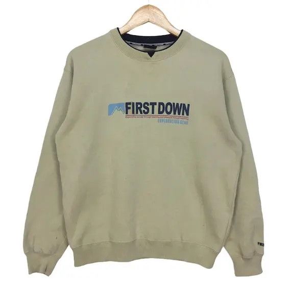 Vintage Vtg FIRST DOWN USA Crewneck Sweatshirt Spell Out Streetwear Size US M / EU 48-50 / 2 - 1 Thumbnail