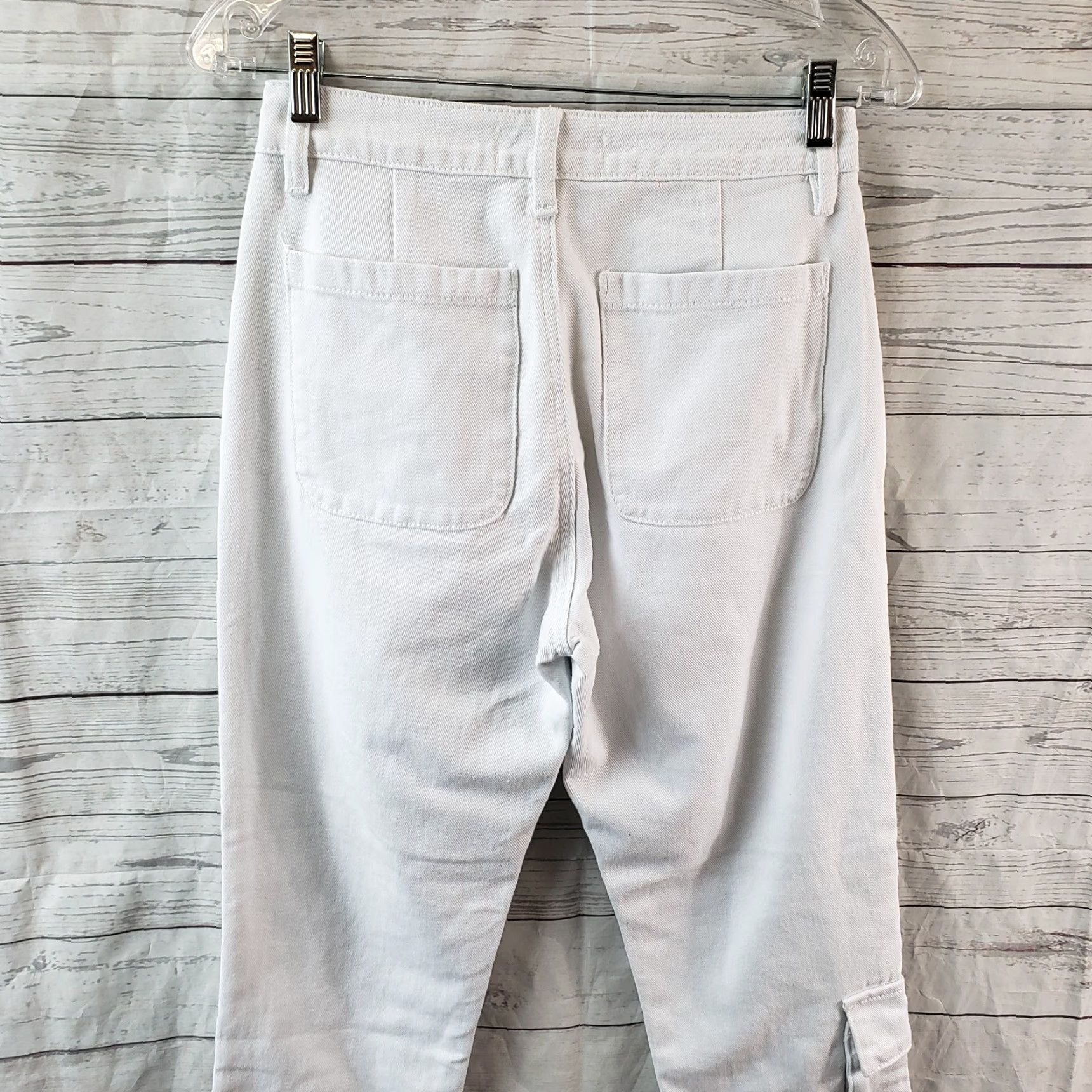 Vintage Kancan Womens High Rise Jeans Sz 24 White Distressed Cargo Pocket Denim 29.5in Inseam Womens Size 42" / US 20 - 4 Thumbnail