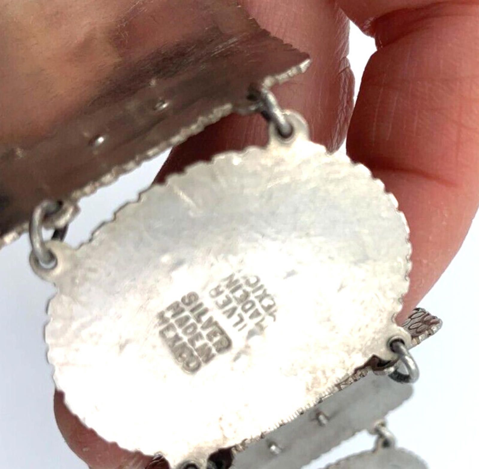 The Unbranded Brand Vintage Sterling Silver Quartz Nephrite Wide Bracelet Mexico Size ONE SIZE - 9 Thumbnail