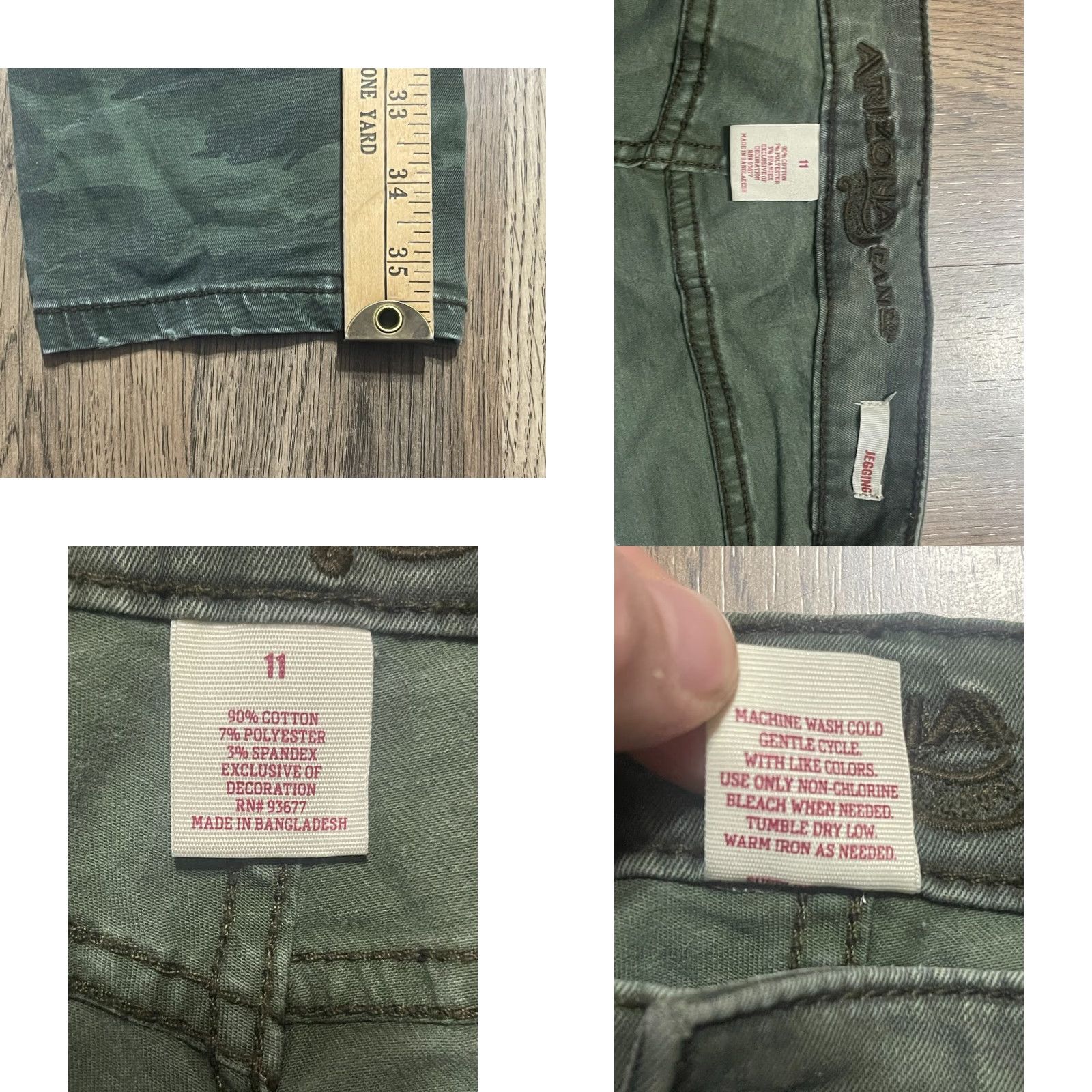 Vintage **AriZona Women's Size 11 Green Denim Straight Fit Jeans Camo** User: AriZona Women's Size 11 Green Denim Straight Fit Jeans Camo Size 32" / US 10 / IT 46 - 8 Thumbnail