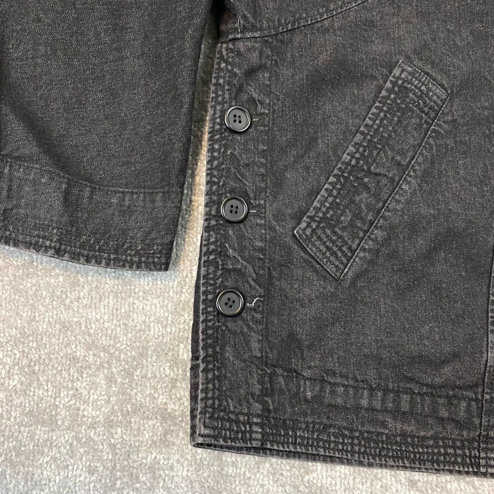 Denime Yacco Maricard Button-Up Shirt Women's Size 3 Charcoal Gray Oversized Denim Collared Long Sleeve Size XS / US 0-2 / IT 36-38 - 5 Thumbnail