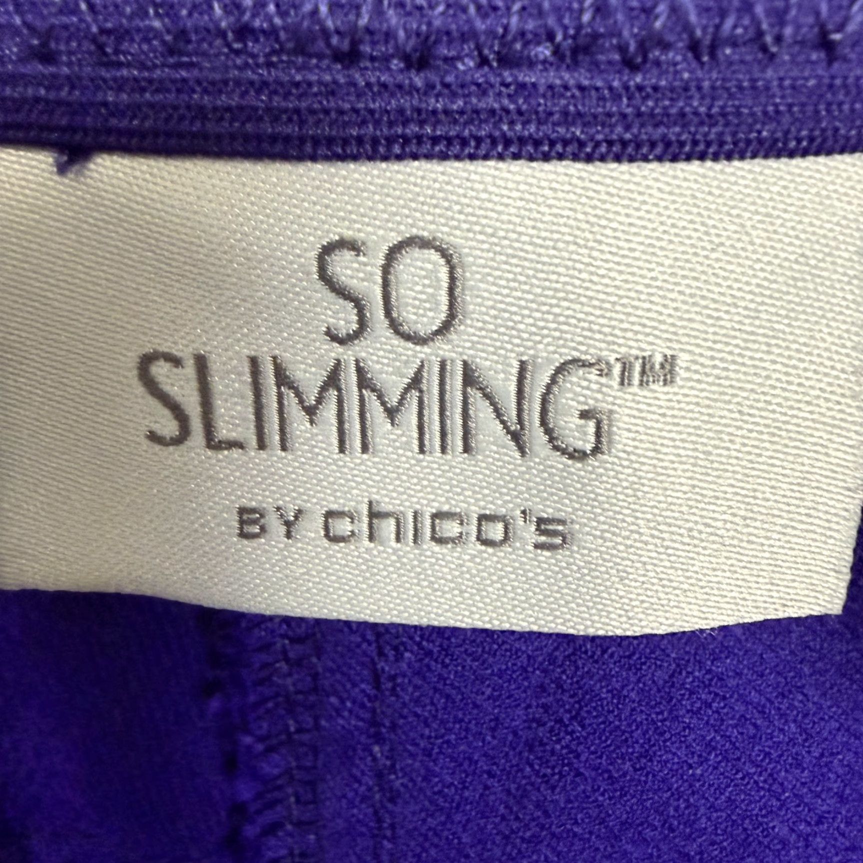 Vintage Chico's So Slimming Chino Pants Women 34x30 Purple Tapered Stretch Office Casual Slimming Front Flat Button Zip Pockets Size 25" / US 0 / IT 36 - 7 Thumbnail