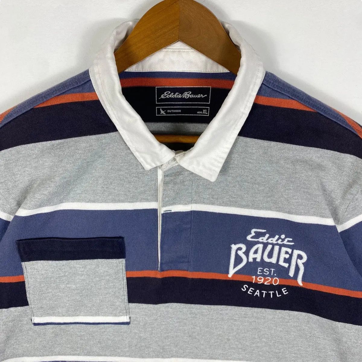 Eddie Bauer Vintage EDDIE BAUER Outdoor Striped Rugby Polo Shirt Size US XL / EU 56 / 4 - 2 Thumbnail