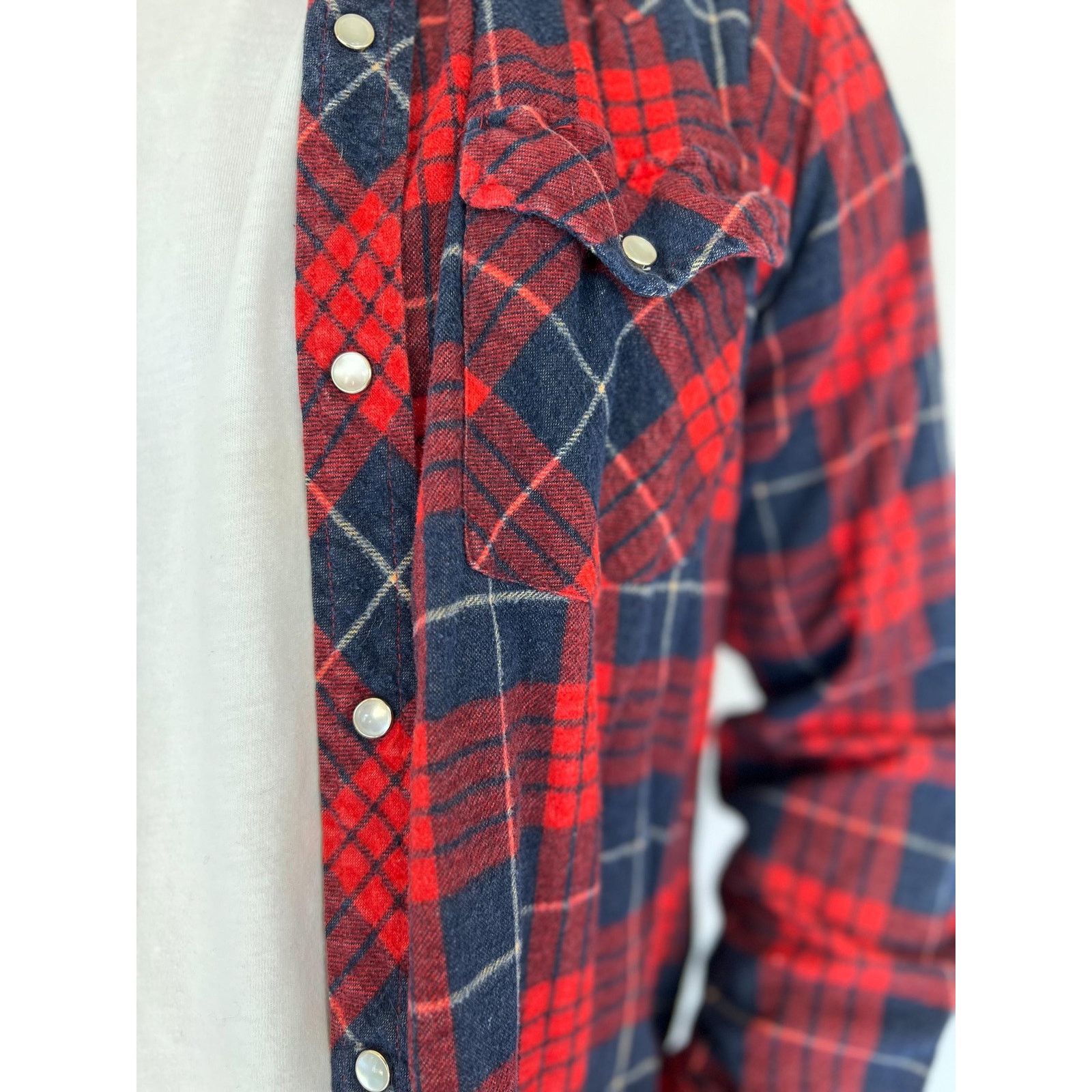 Vintage VTG Red Plaid Flannel Pearl Snap Shirt Men’s Western M Size US M / EU 48-50 / 2 - 2 Thumbnail