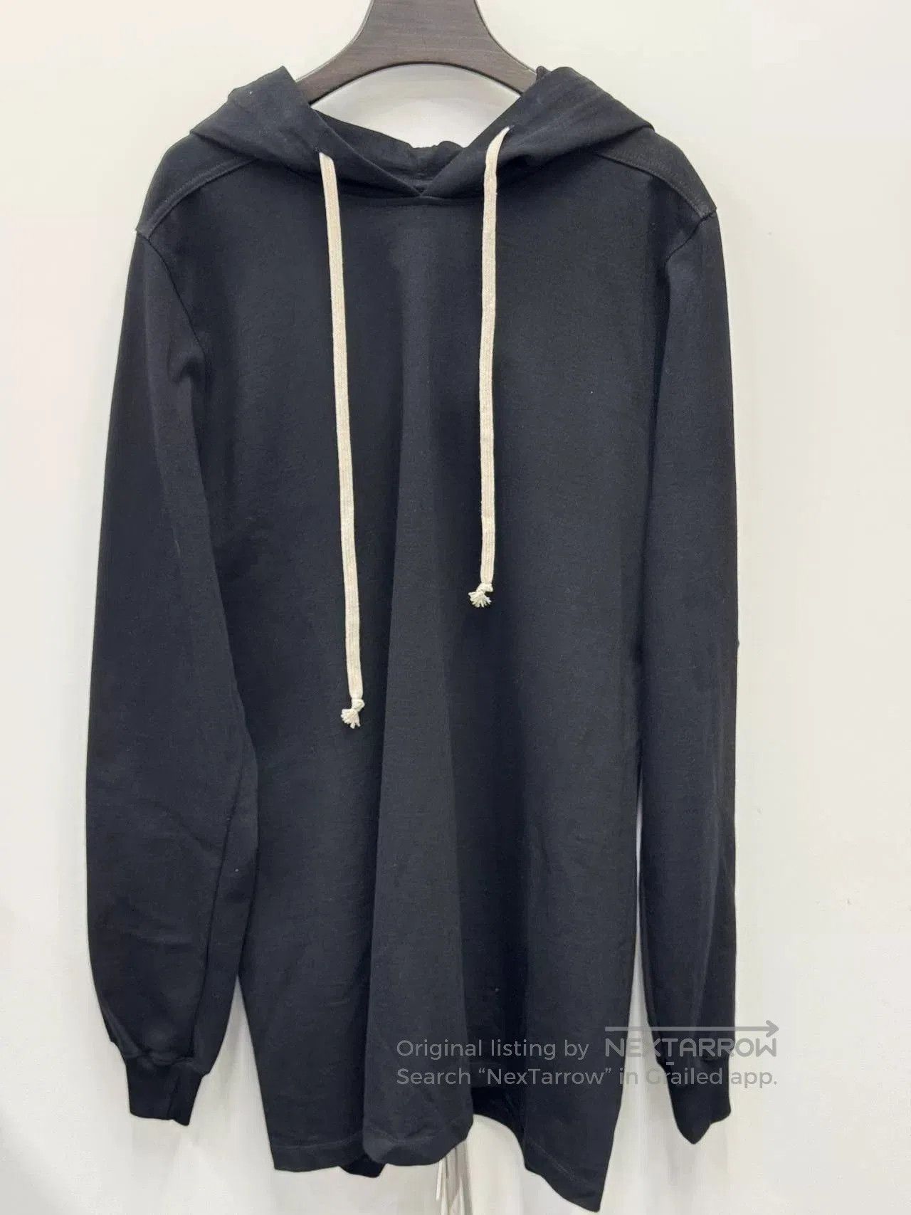 Rick Owens Black Hooded Long Sweatshirt.