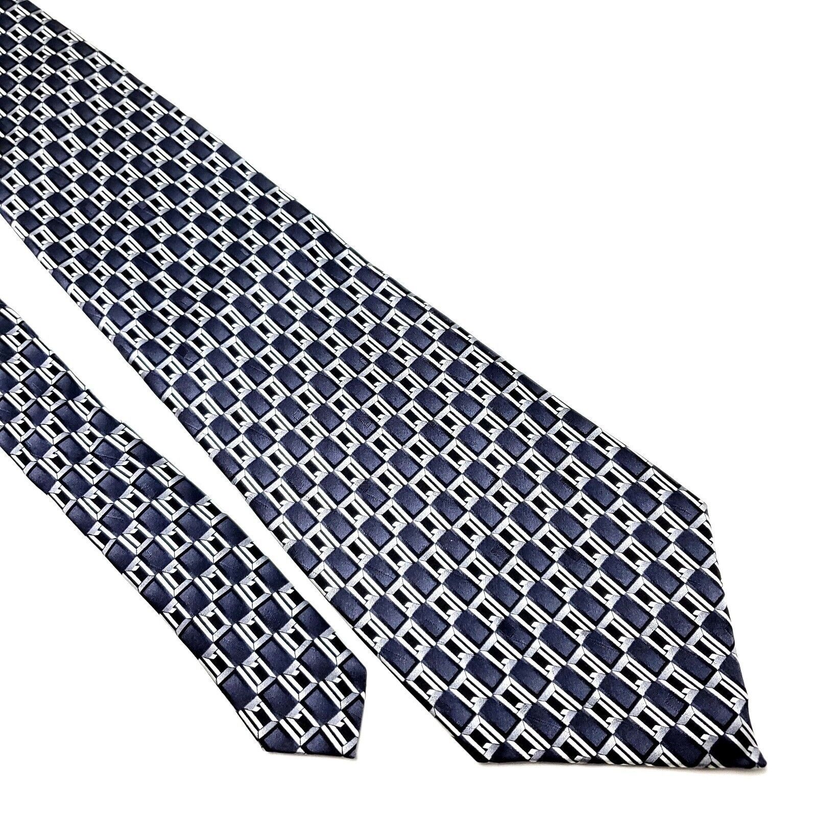 Pierre Cardin Pierre Cardin Silk Tie Gray Geometric Print Short Wide Size ONE SIZE - 1 Thumbnail