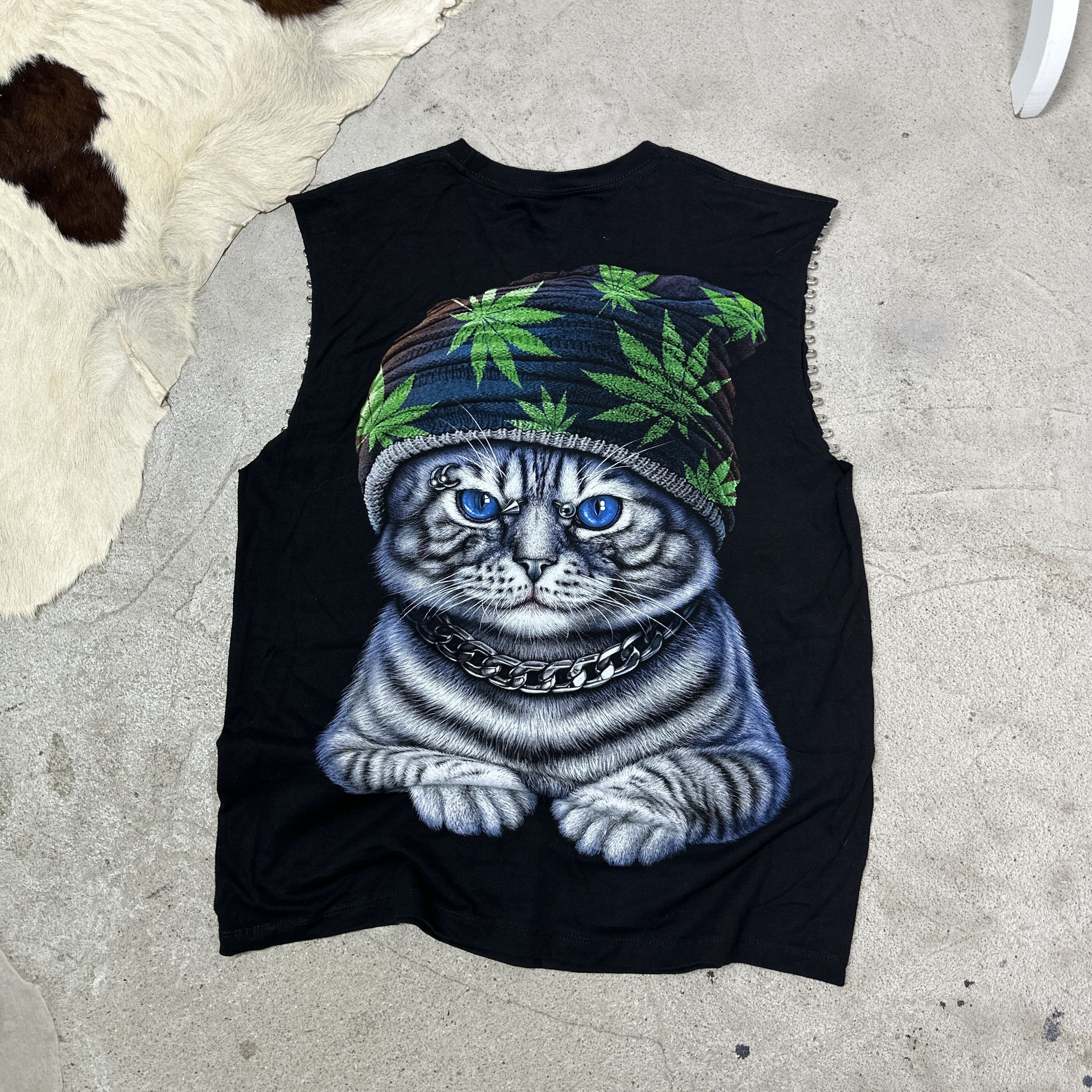 Vintage Vintage Grunge Cat Punk Printed Tank Top Y2K Size US L / EU 52-54 / 3 - 6 Thumbnail