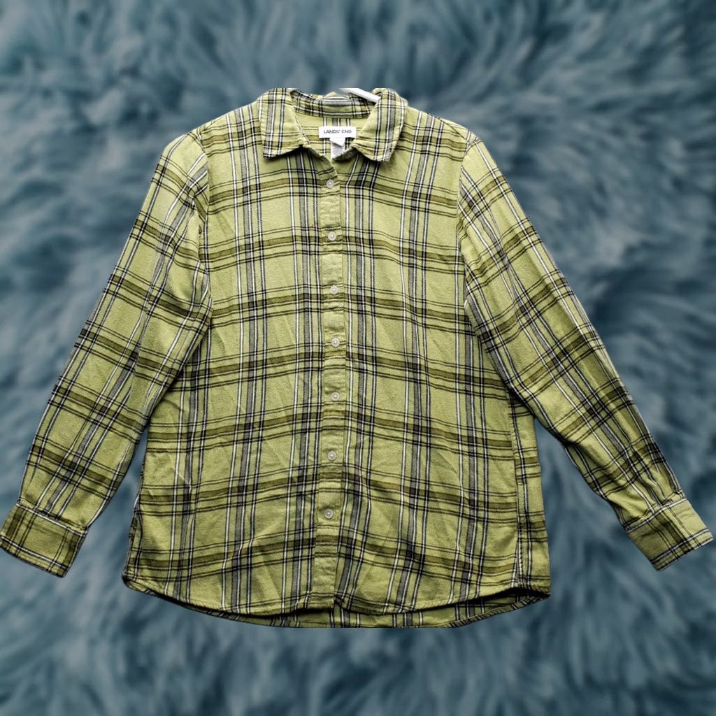 Lands' End Lands' End Flannel Shirt Women Multi Plaid Long Sleeve Collared Button Up Size M / US 6-8 / IT 42-44 - 1 Thumbnail