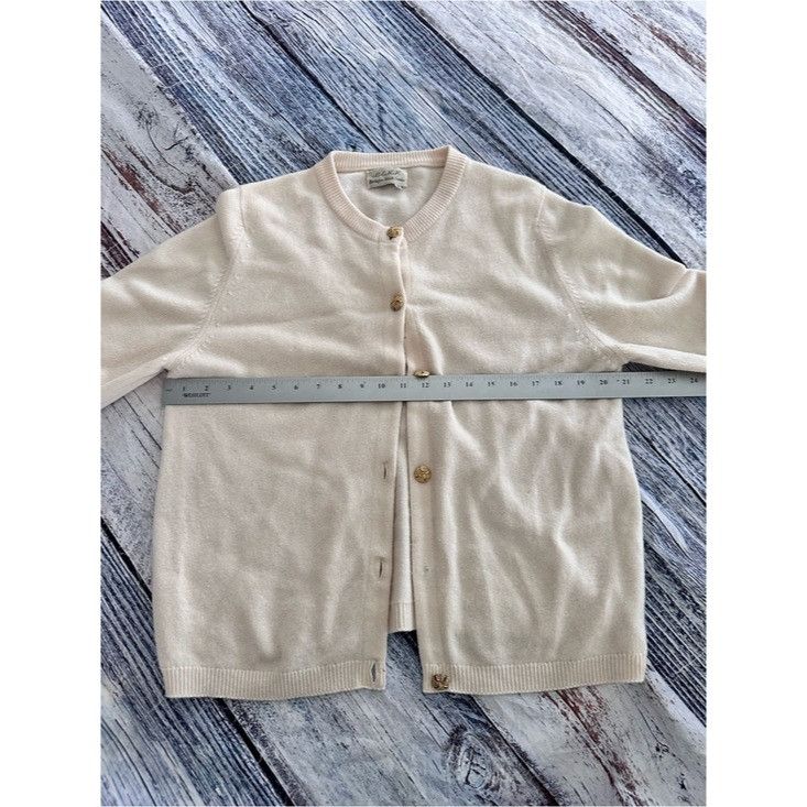 Vintage Vintage BERK 100% Cashmere Cream Knit Button-Up Cardigan Size L / US 10 / IT 46 - 10 Thumbnail