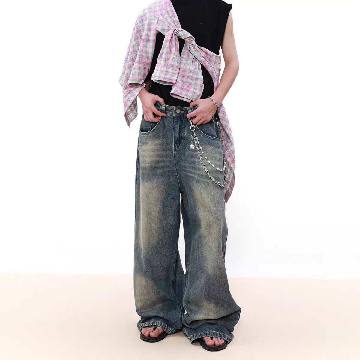 Japanese Brand × Jean Vintage washed and distressed straight leg loose jeans Size US 30 / EU 46 - 2 Thumbnail