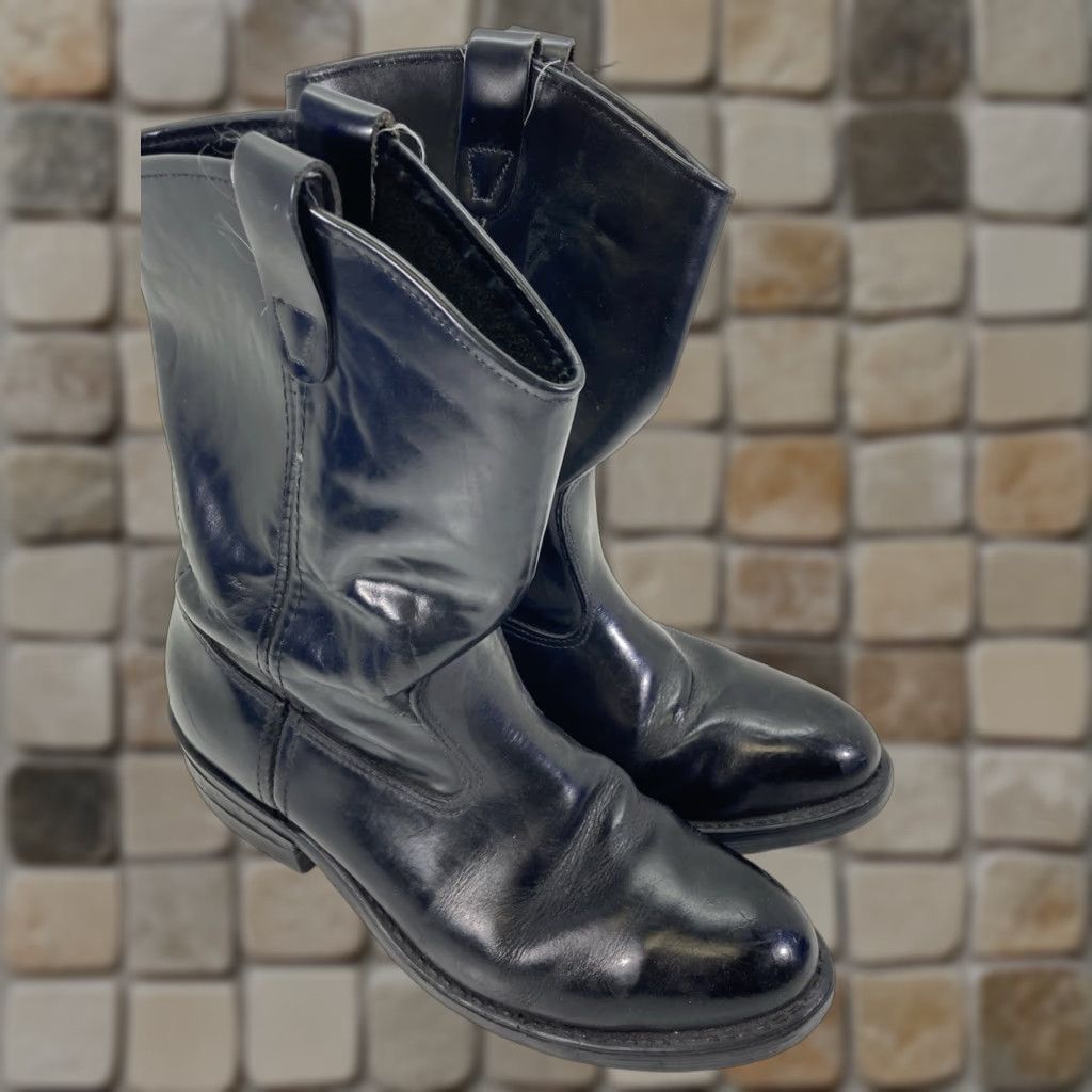 Vintage Iron Age Steel Toe Safety Roper Boots Men Size 9 EE Wide Black Leather Western Size US 9 / EU 42 - 1 Thumbnail