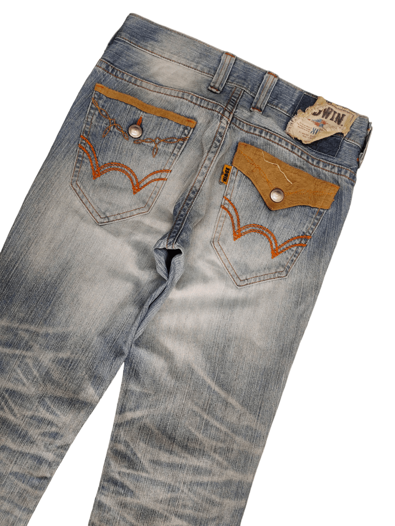 Edwin Flare Jeans Edwin XV Distress Faded Boot Cut Y2k Mudmax Size US 31 - 4 Thumbnail