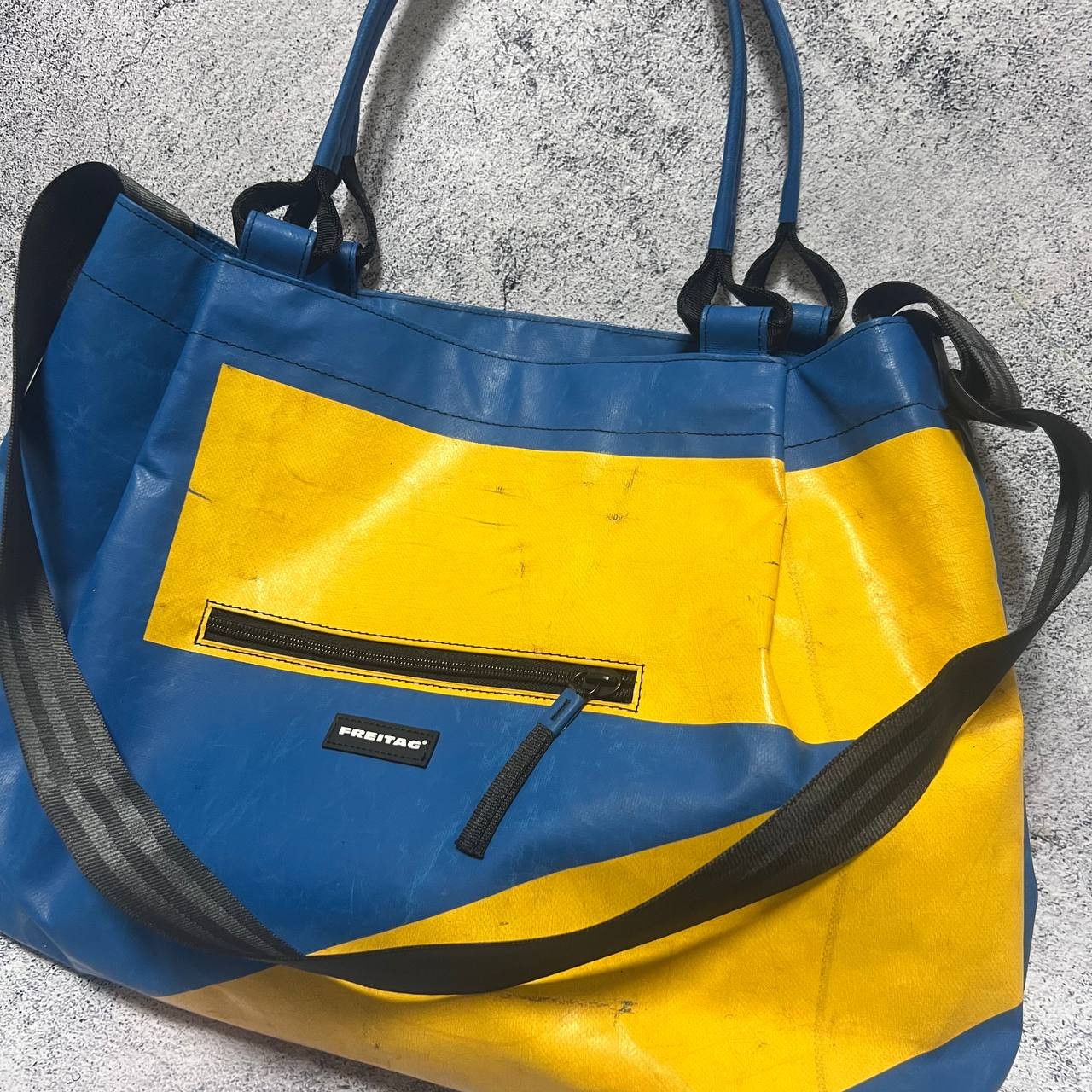 Freitag × Vintage FREITAG Hand Tote shoulder bag blue × yellow rare with pouch Size ONE SIZE - 6 Thumbnail