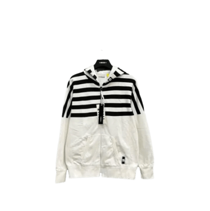 Moncler Moncler Black White Stripe Zip Hoodie Sweatshirt Size US L / EU 52-54 / 3 - 1 Thumbnail