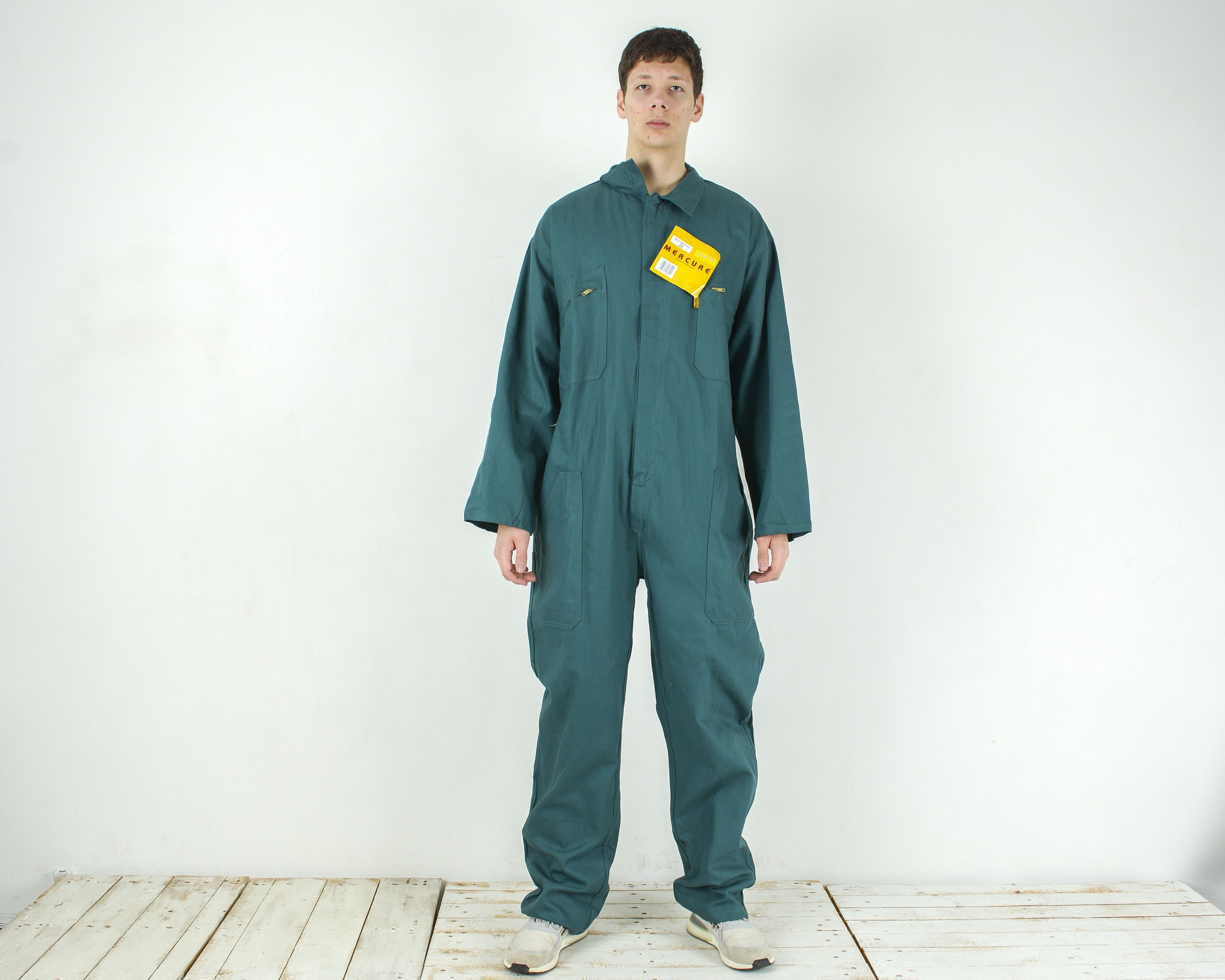 image of Vintage Marque Deposee Mercure Sanfor Men Jumpsuit Boiler Utility in Green (Size 44)