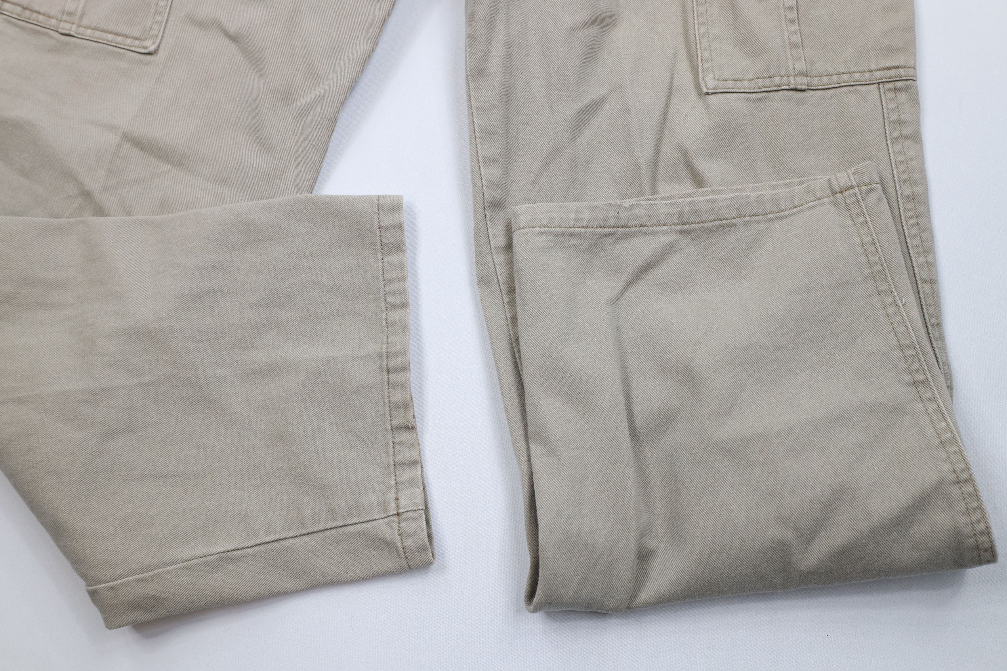 Lee Vintage 90s Y2K Lee Wide Leg Dungaree Cargo Jeans Beige Size US 34 / EU 50 - 8 Thumbnail