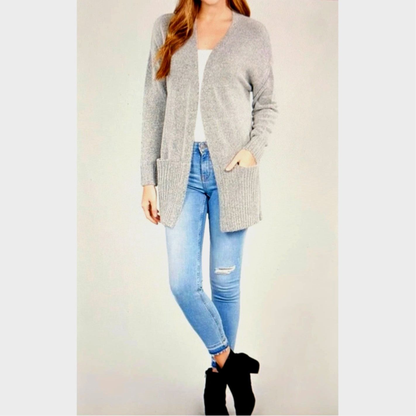 Other Love Ellie Two Pocket Open Cardigan - Gray - size L Size L / US 10 / IT 46 - 5 Thumbnail