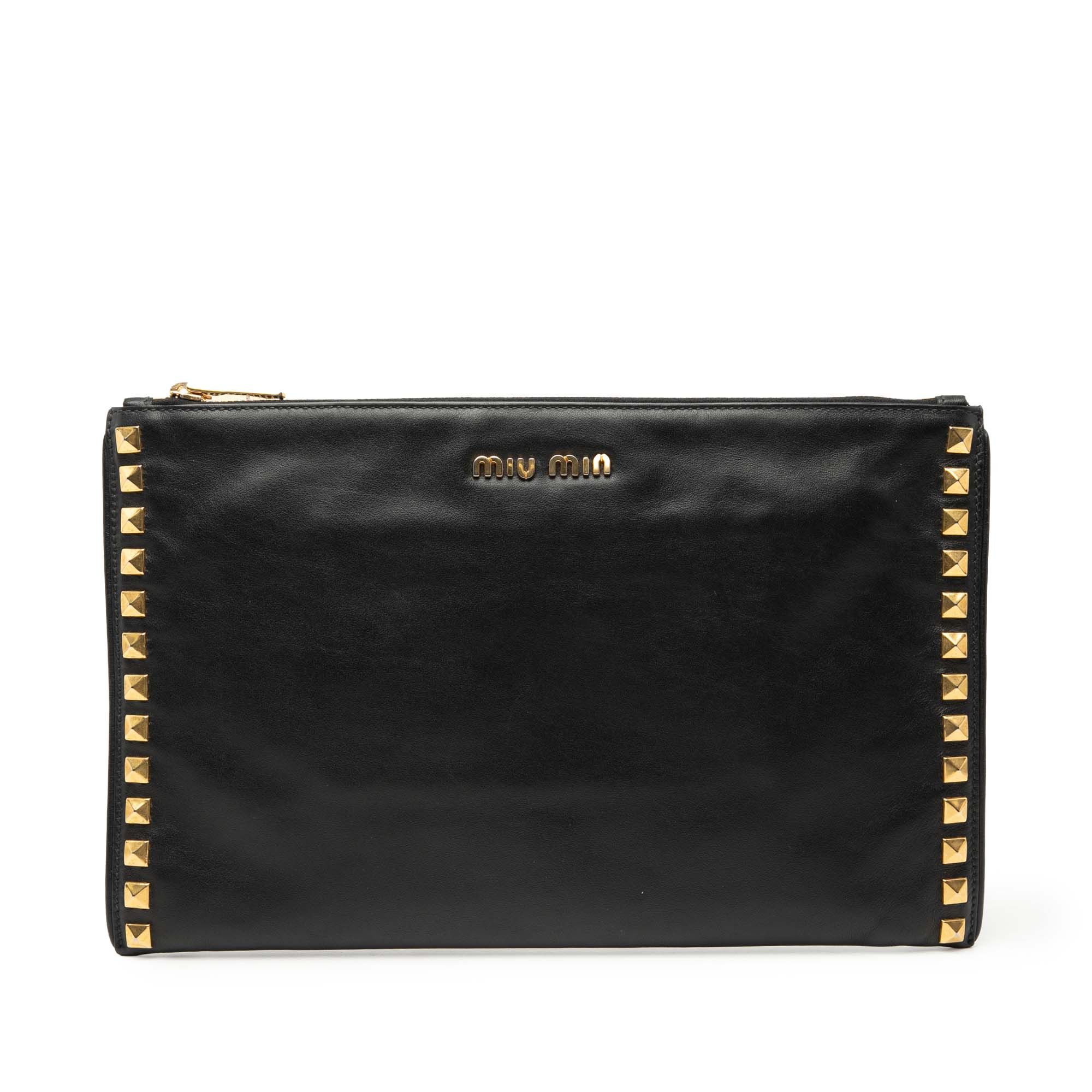 Miu Miu Miu Miu Studded Leather Zip Clutch Size ONE SIZE - 1 Thumbnail