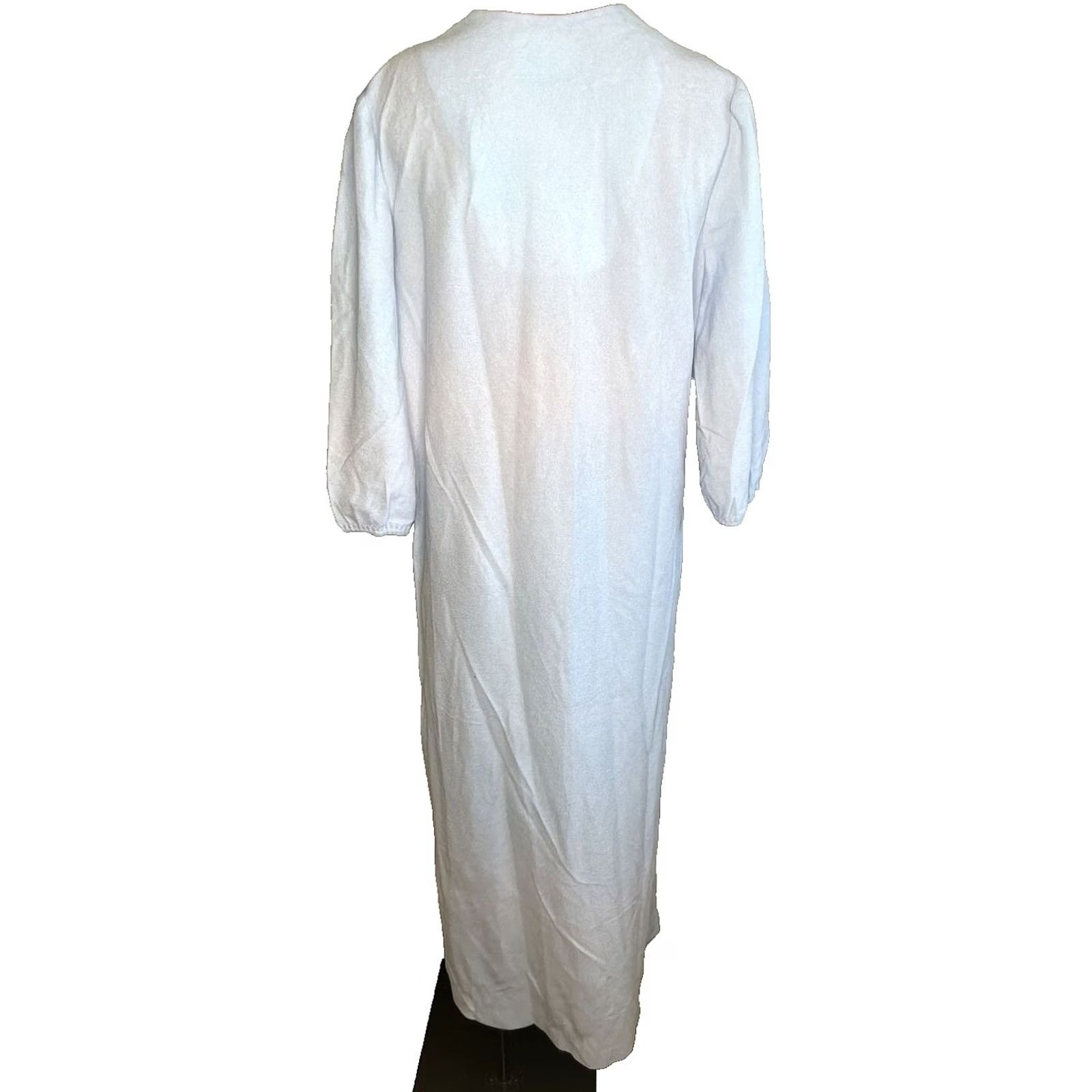 Vintage Creations Elegant Lady Robe Adult L Blue Housecoat Dressing Gown Felt Button 1970s Womens, Women's — image 2 of 6