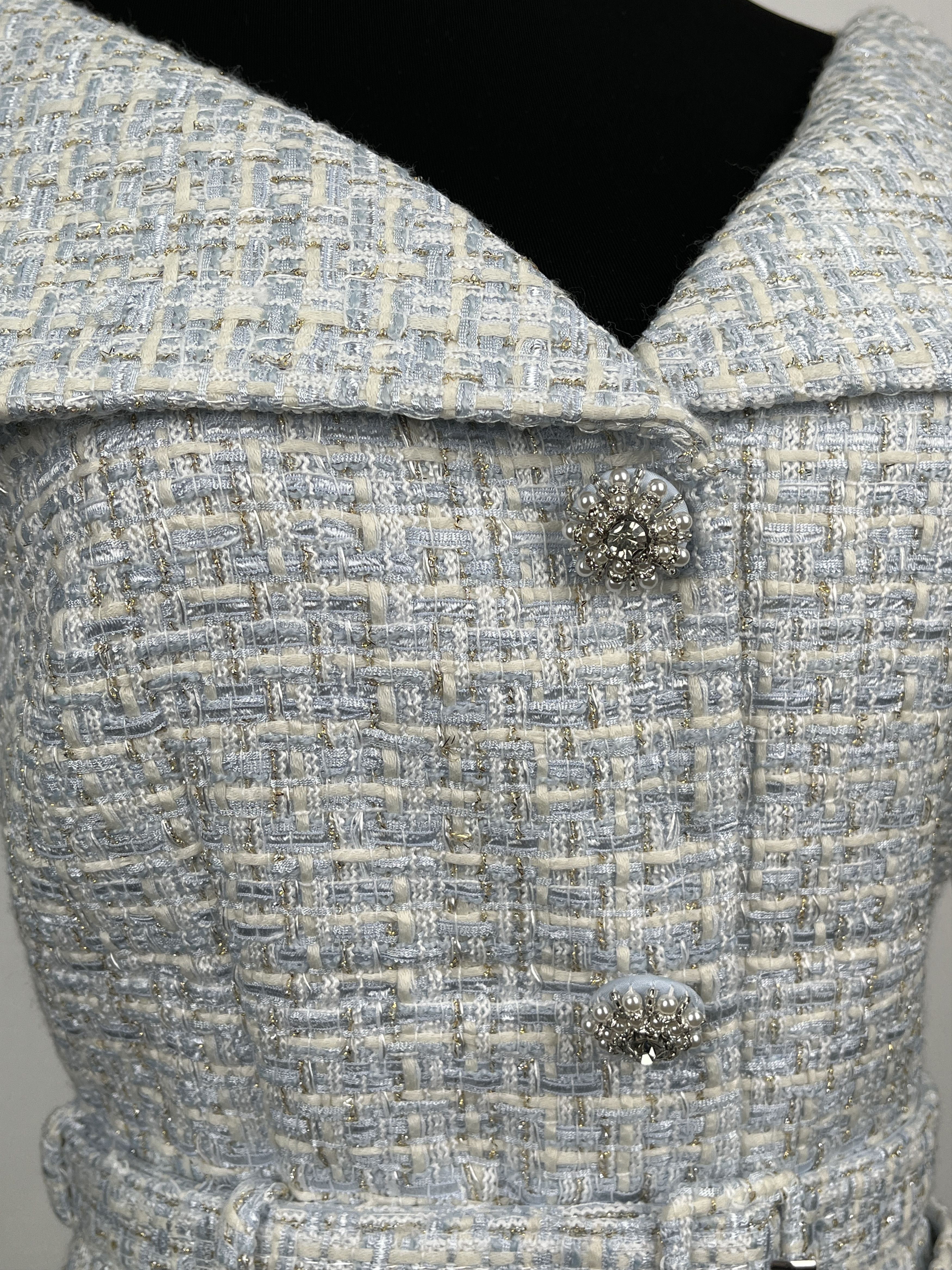 Self-Portrait Self-Portrait Light Blue Tweed One-Pc Dress Size XS / US 0-2 / IT 36-38 - 5 Thumbnail