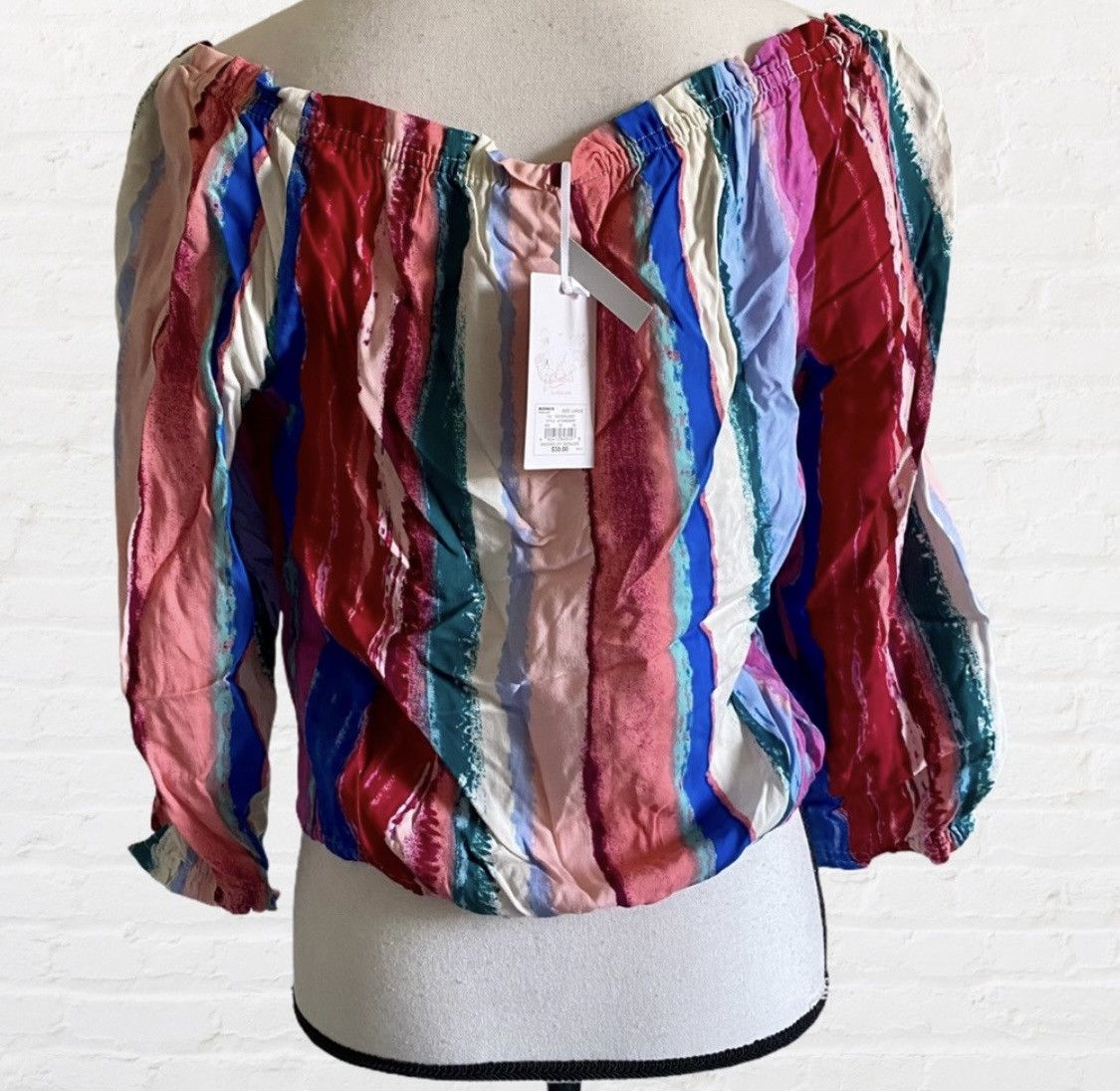 Other CANDIE’S STRIPED COLD SHOULDER CROP TOP 3/4 SLEEVES Size L / US 10 / IT 46 - 3 Thumbnail