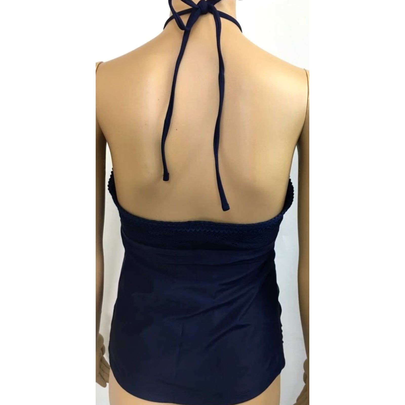 Vintage Coastal Blue Bodice Sleeveless Halter Womens SZ S Tankini Top Navy Lace Top New Size S / US 4 / IT 40 - 3 Thumbnail