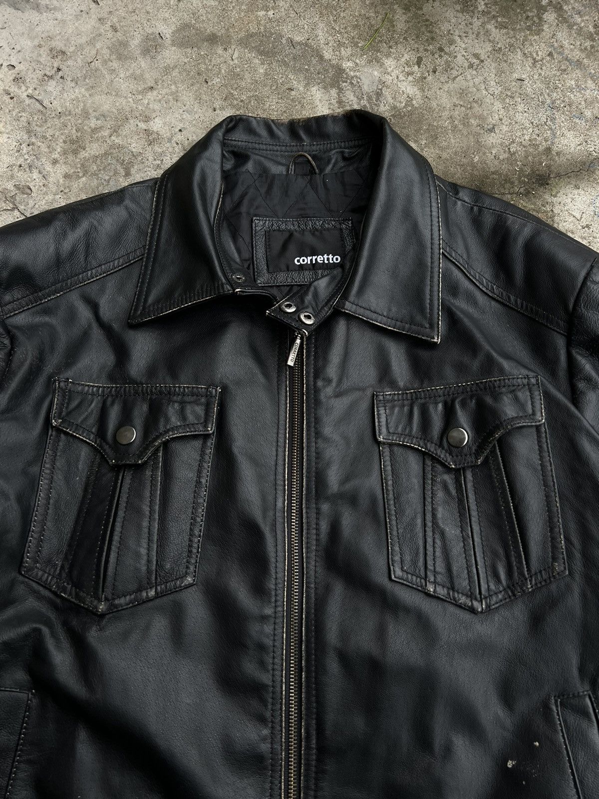 Vintage Vintage Boxy Genuine Leather Jacket Size US L / EU 52-54 / 3 - 3 Thumbnail