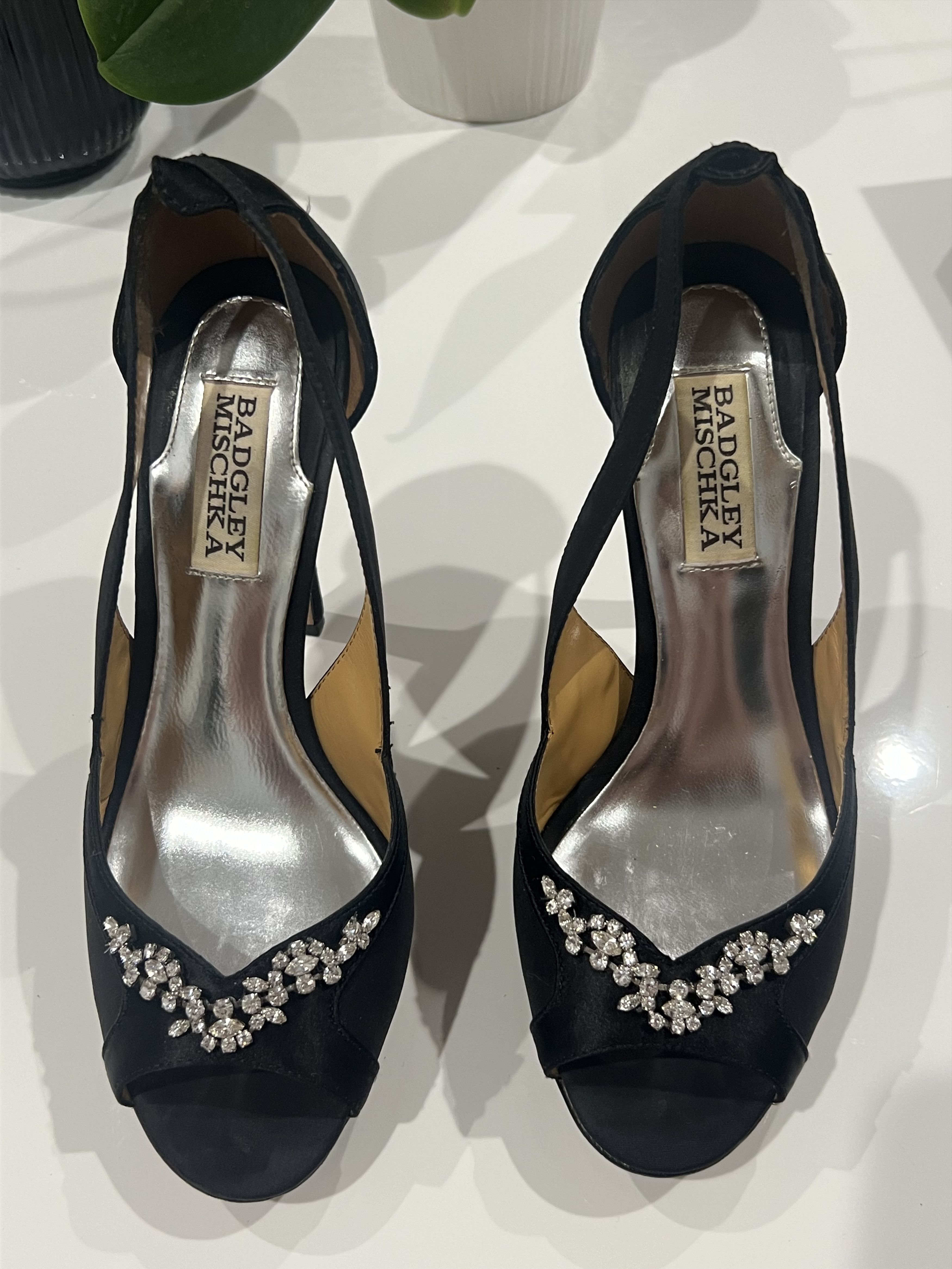 Badgley Mischka Vintage Badgley Mischka Foxy Pump - Black Satin Size US 6.5 / IT 36.5 - 2 Thumbnail
