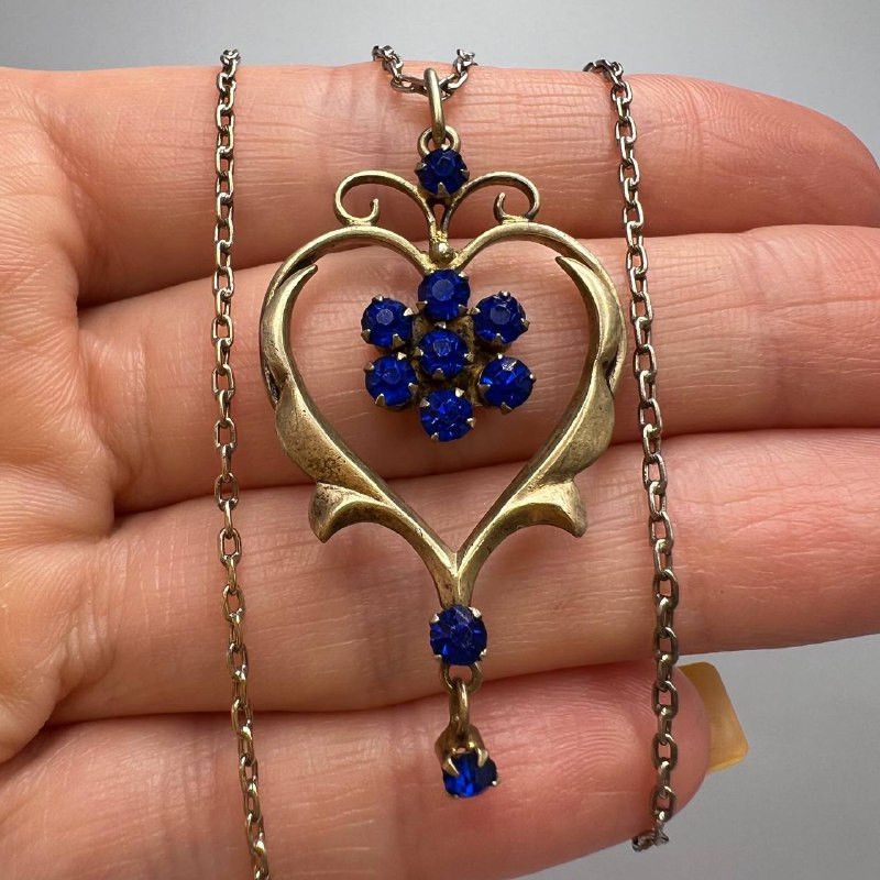 Vintage Vintage USSR Jewelry Gilt Silver 875 Heart Necklace 6.8g Size ONE SIZE - 1 Thumbnail