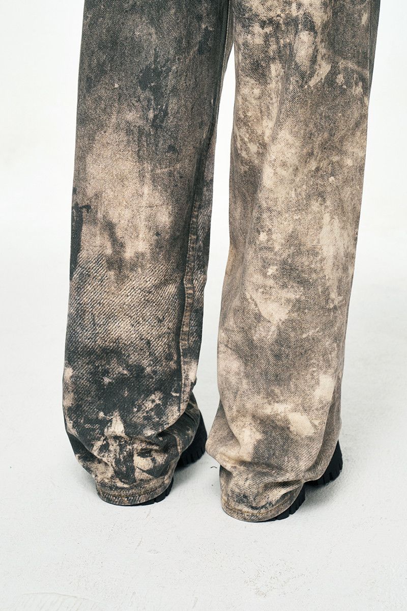 Japanese Brand × Jean Dirty Cement Camo Concrete Design Jeans Denim Size US 33 - 6 Thumbnail