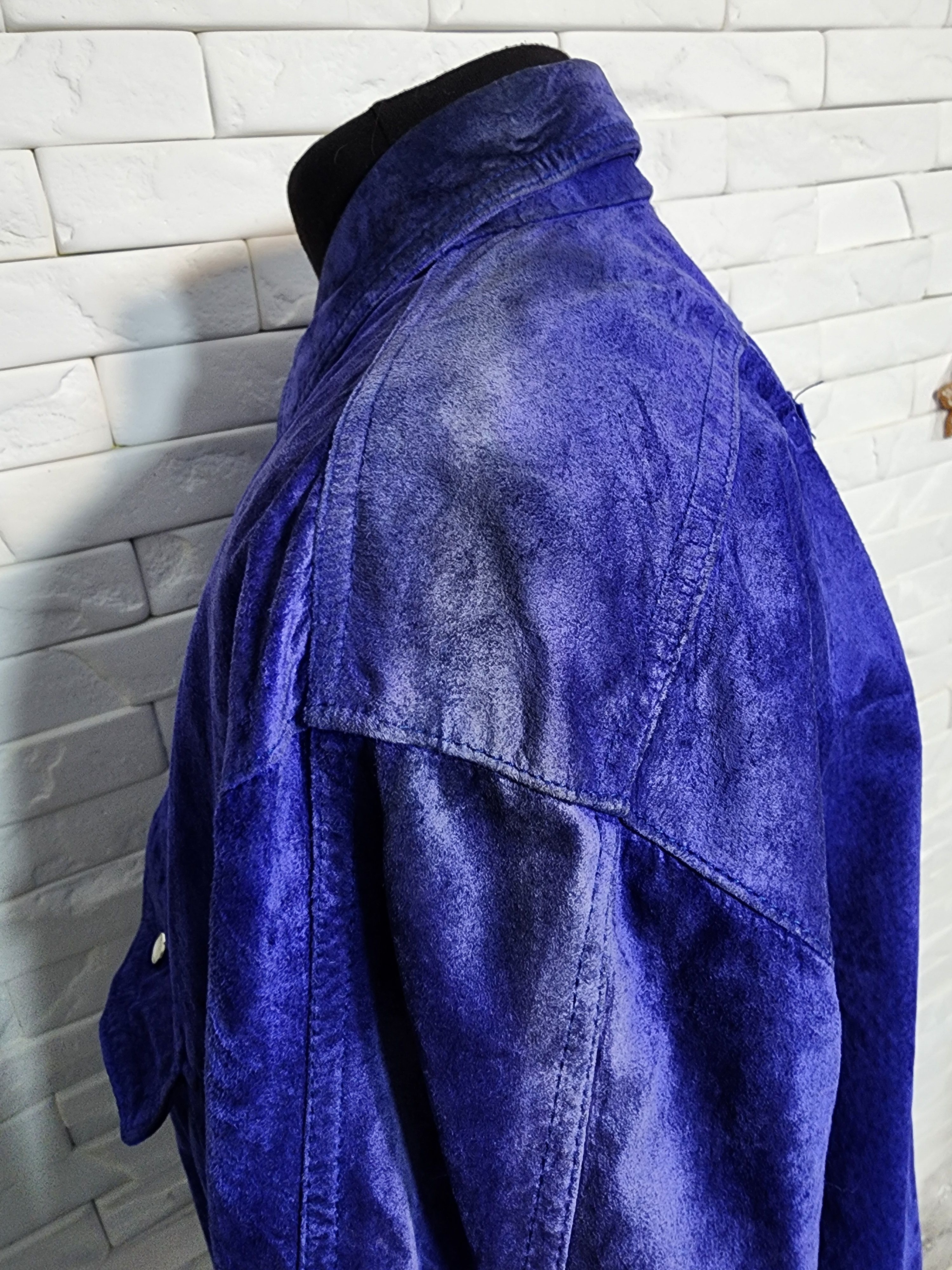 Genuine Leather Blue Suede Leather Shirt: Women's Metal Snaps Jacket Size XL / US 12-14 / IT 48-50 - 7 Thumbnail