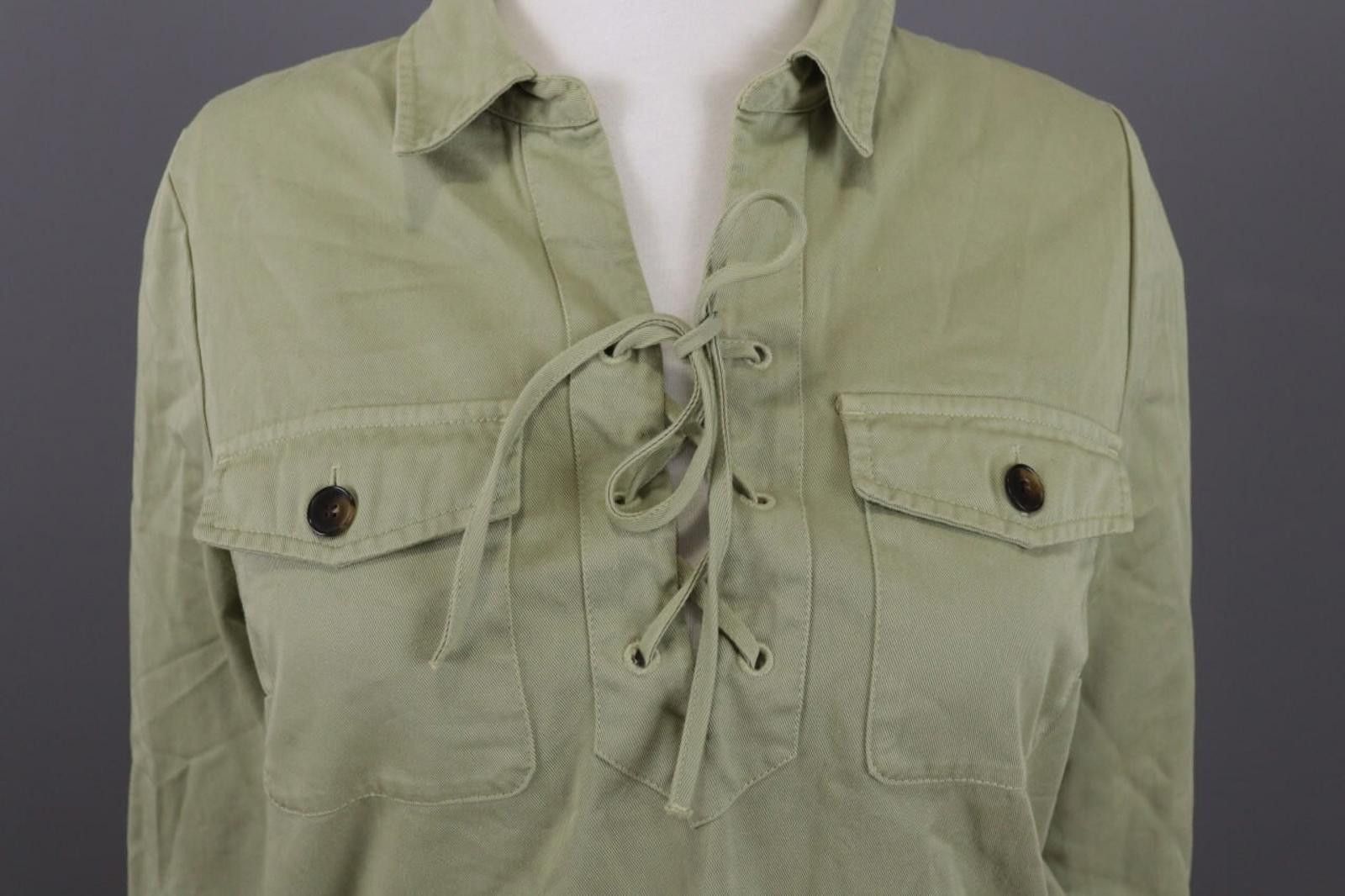 Designer Sezane Green Denim A-Line Short Dress Size 39 Size M / US 6-8 / IT 42-44 - 4 Thumbnail