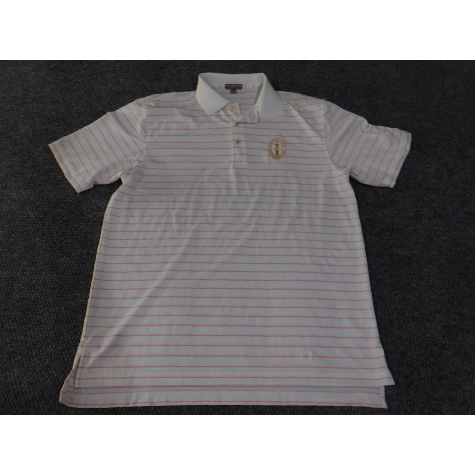 Peter Millar VINTAGE Peter Millar Polo Shirt Mens L Pink Stripe Summer Comfort Golf US Amateur Size US L / EU 52-54 / 3 - 3 Thumbnail