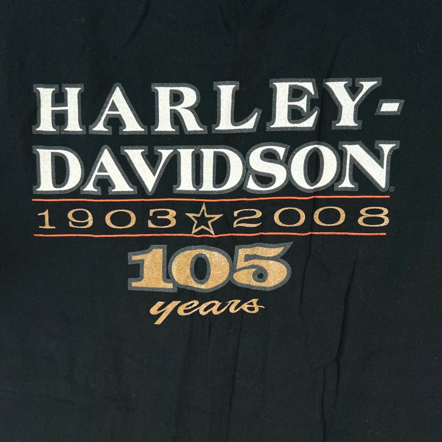 Harley Davidson VINTAGE Harley-Davidson T-Shirt Motorcycle Graphic 105 Years 2008 Mens XL Black Crew Neck Short Sleeve 100% Cotton Size US XL / EU 56 / 4 - 2 Thumbnail
