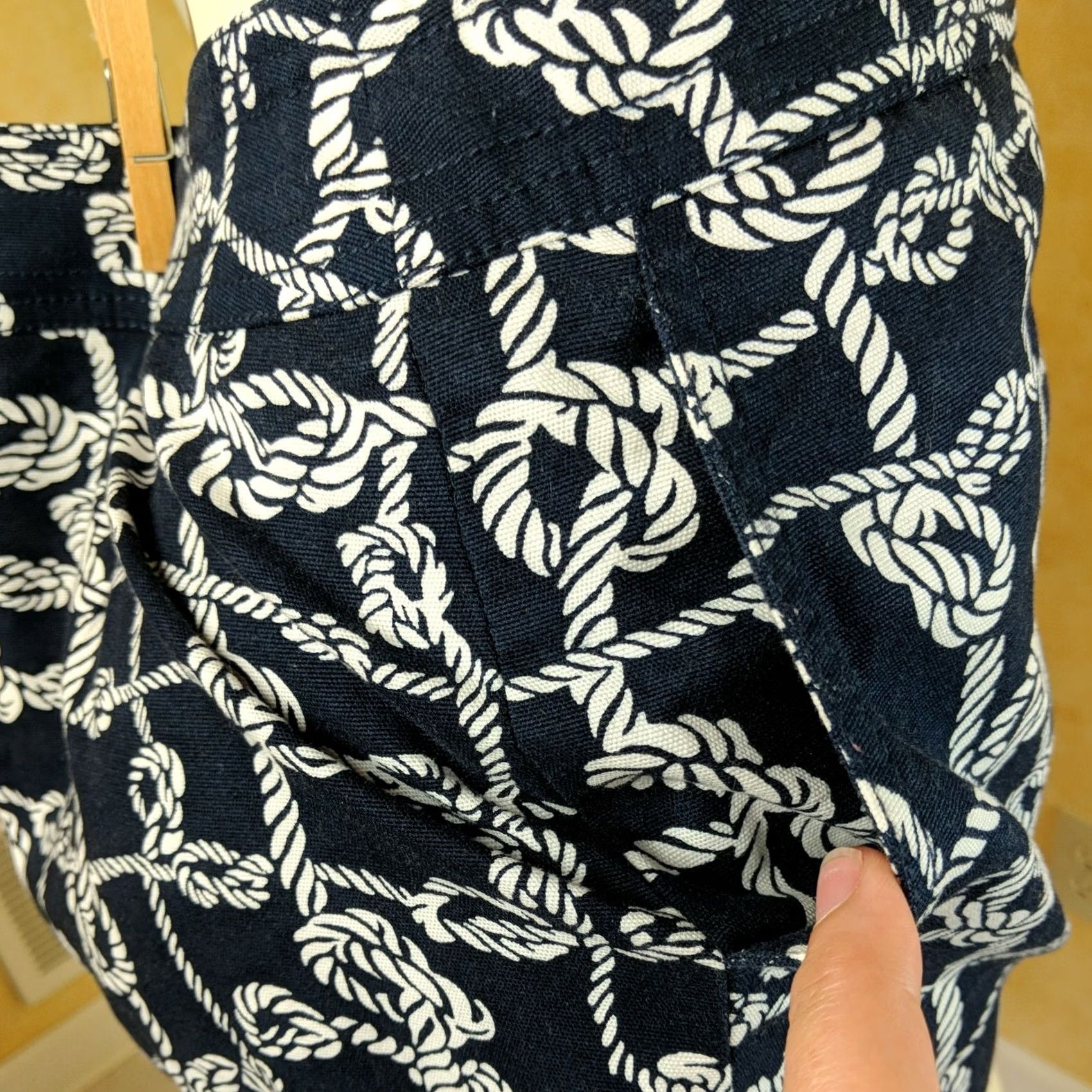 Talbots Talbots Skirt Navy White Rope Nautical Petite 10P A-Line Pockets Knee Length Womens Size 32" / US 10 / IT 46 - 3 Thumbnail