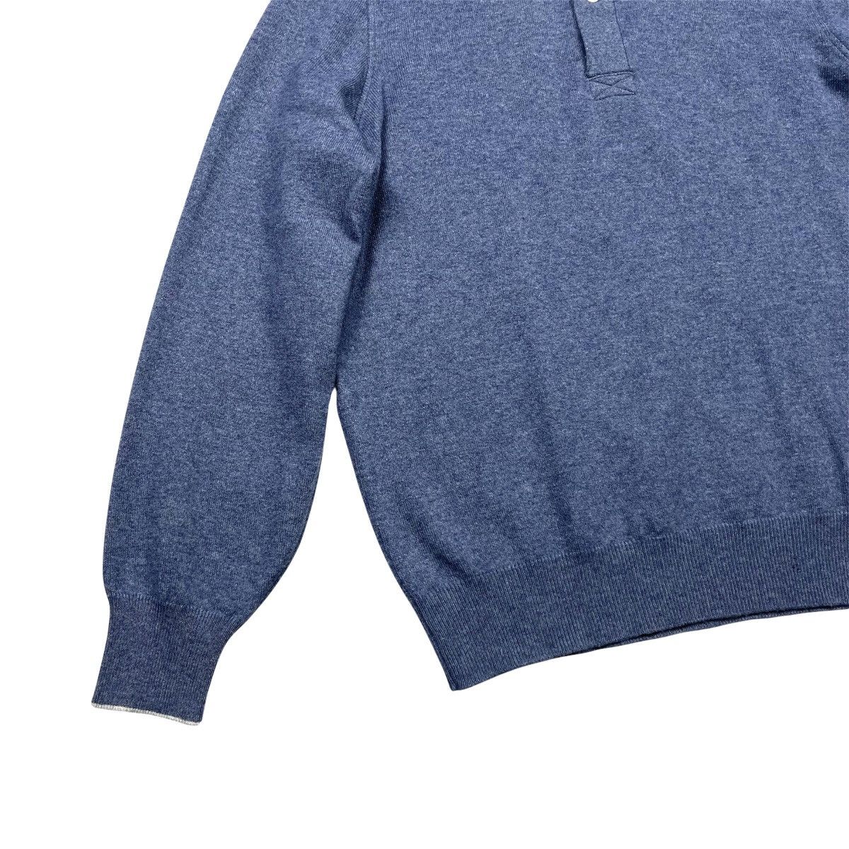 Brunello Cucinelli Brunello Cucinelli Cashmere Button Polo Sweater Blue Size US M / EU 48-50 / 2 - 2 Thumbnail