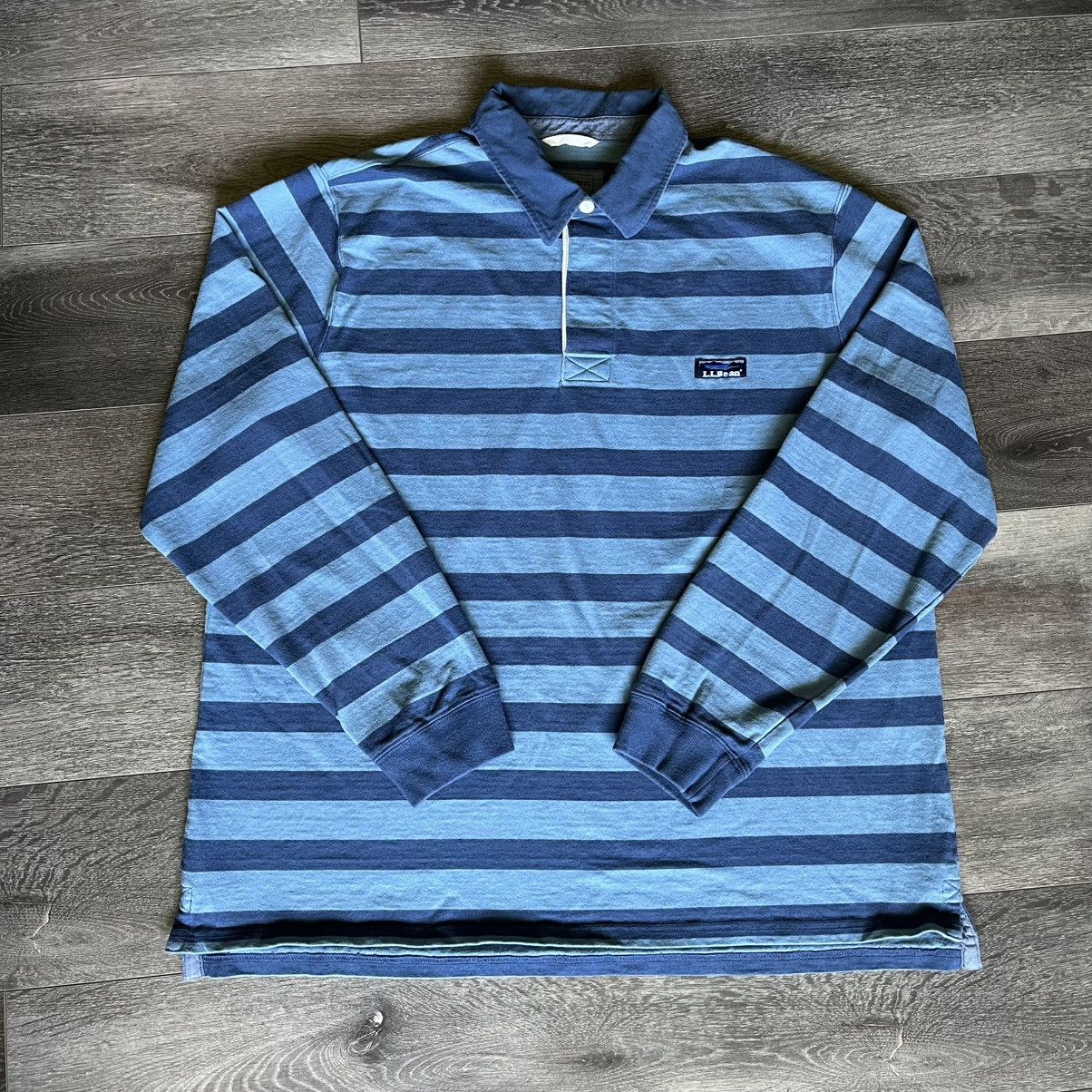L.L. Bean Vintage L.L. Bean Lakewashed Longsleeve Rugby Striped Shirt Size US XL / EU 56 / 4 - 1 Thumbnail