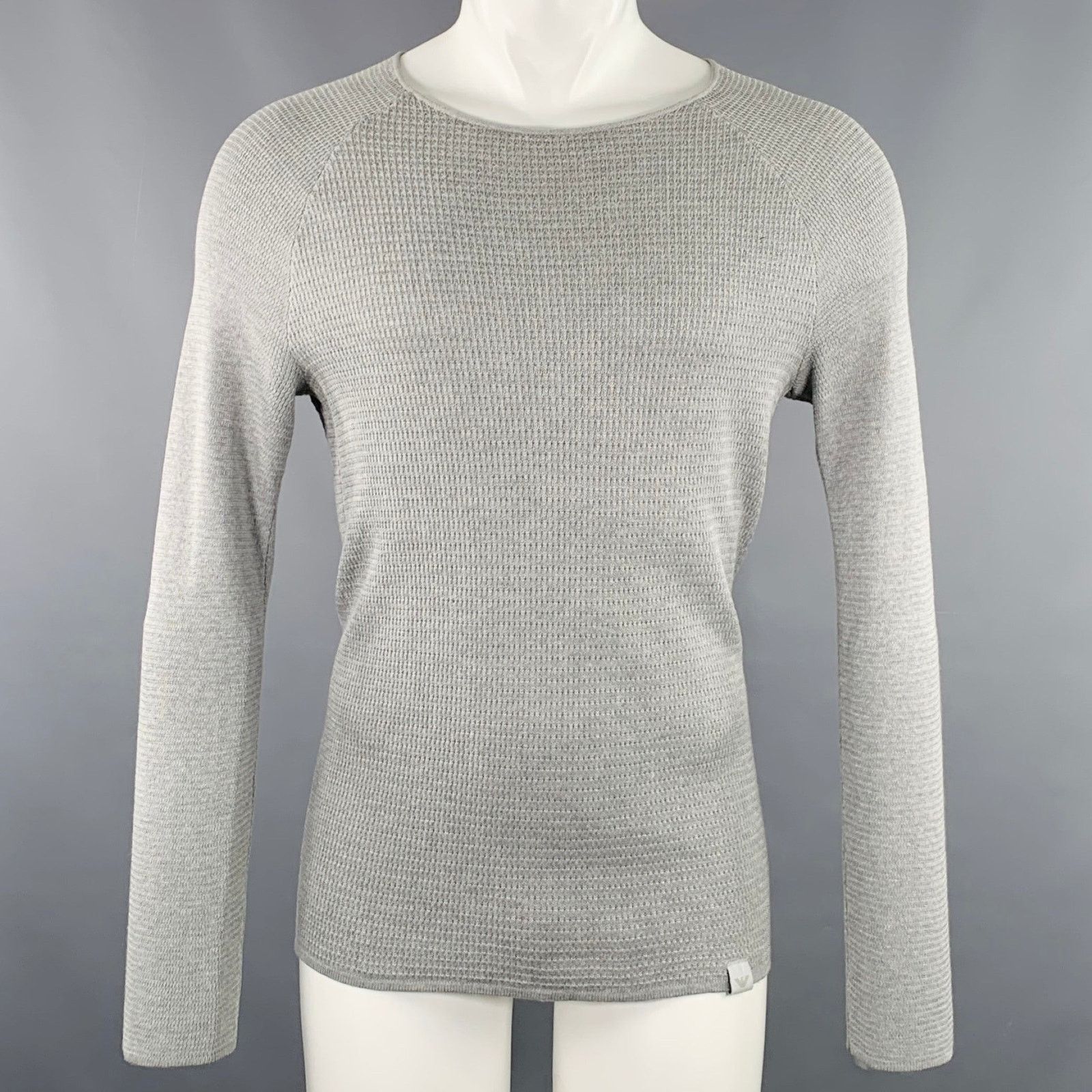Emporio Armani EMPORIO ARMANI Size 38 Grey Waffle Knit Scoop Neck Pullover Size US S / EU 44-46 / 1 - 1 Thumbnail