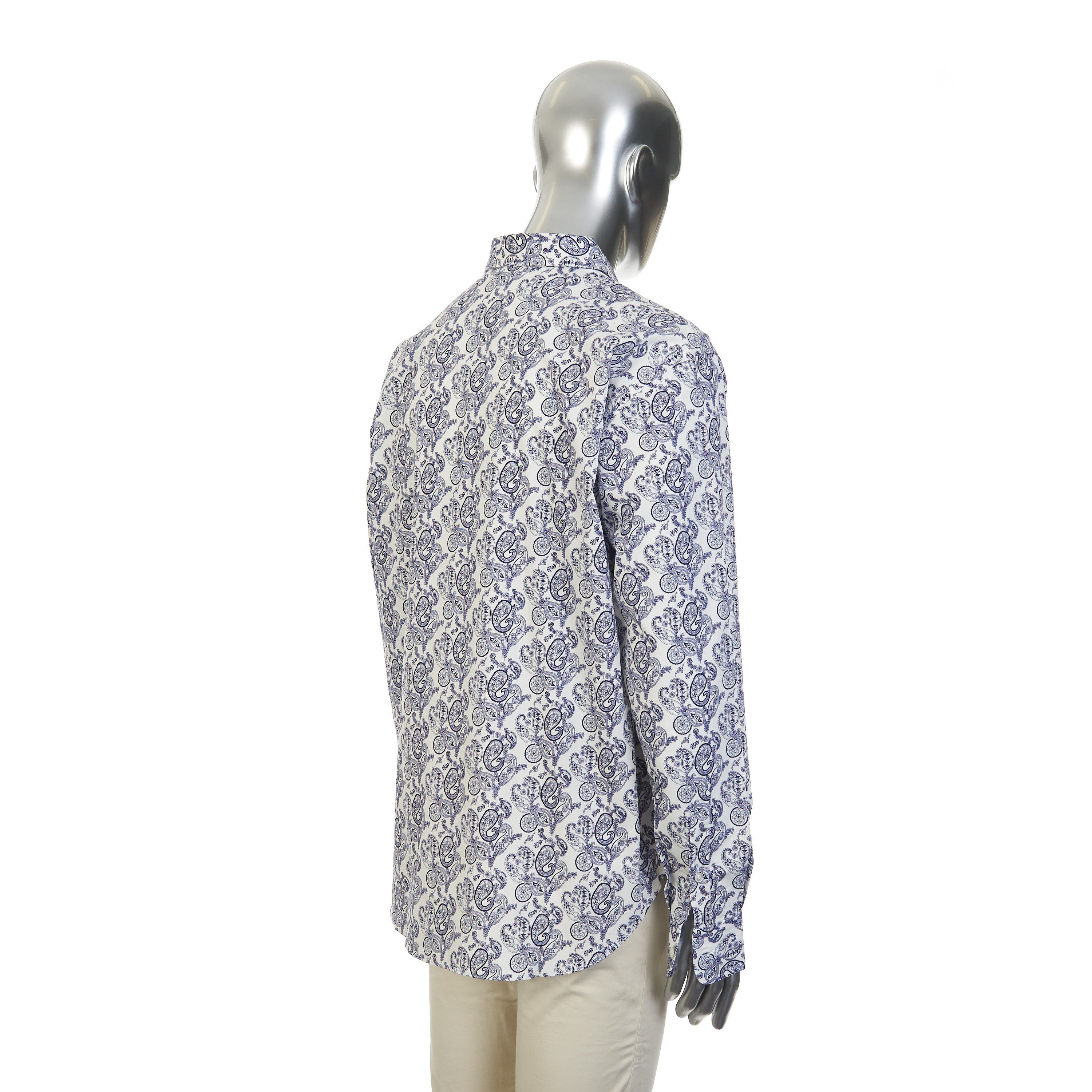 Brioni White Cotton Long Sleeve Shirt With Paisley Print Size US XL / EU 56 / 4 - 7 Thumbnail