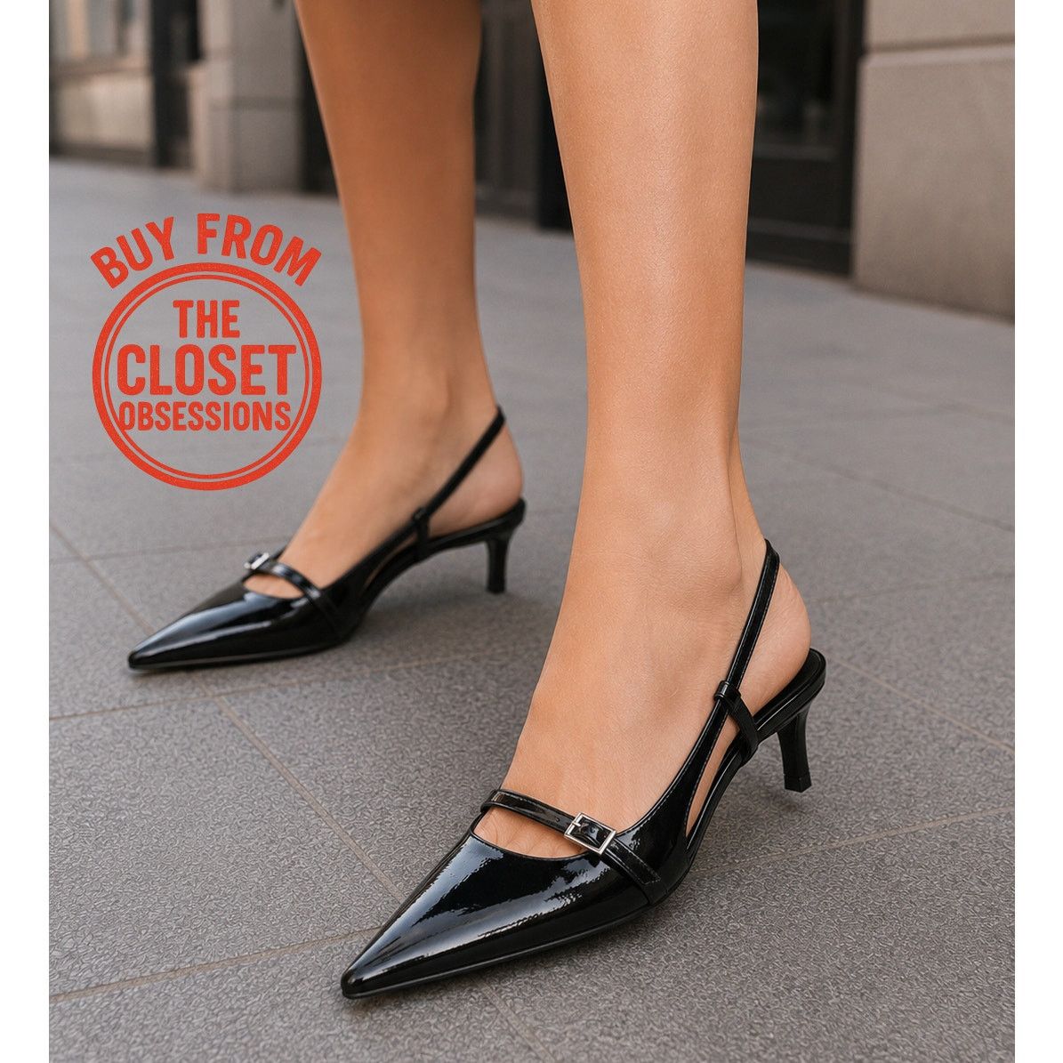 Zara ZARA Black Patent Slingbacks NWT Size 8 Size US 8 / IT 38 - 3 Thumbnail