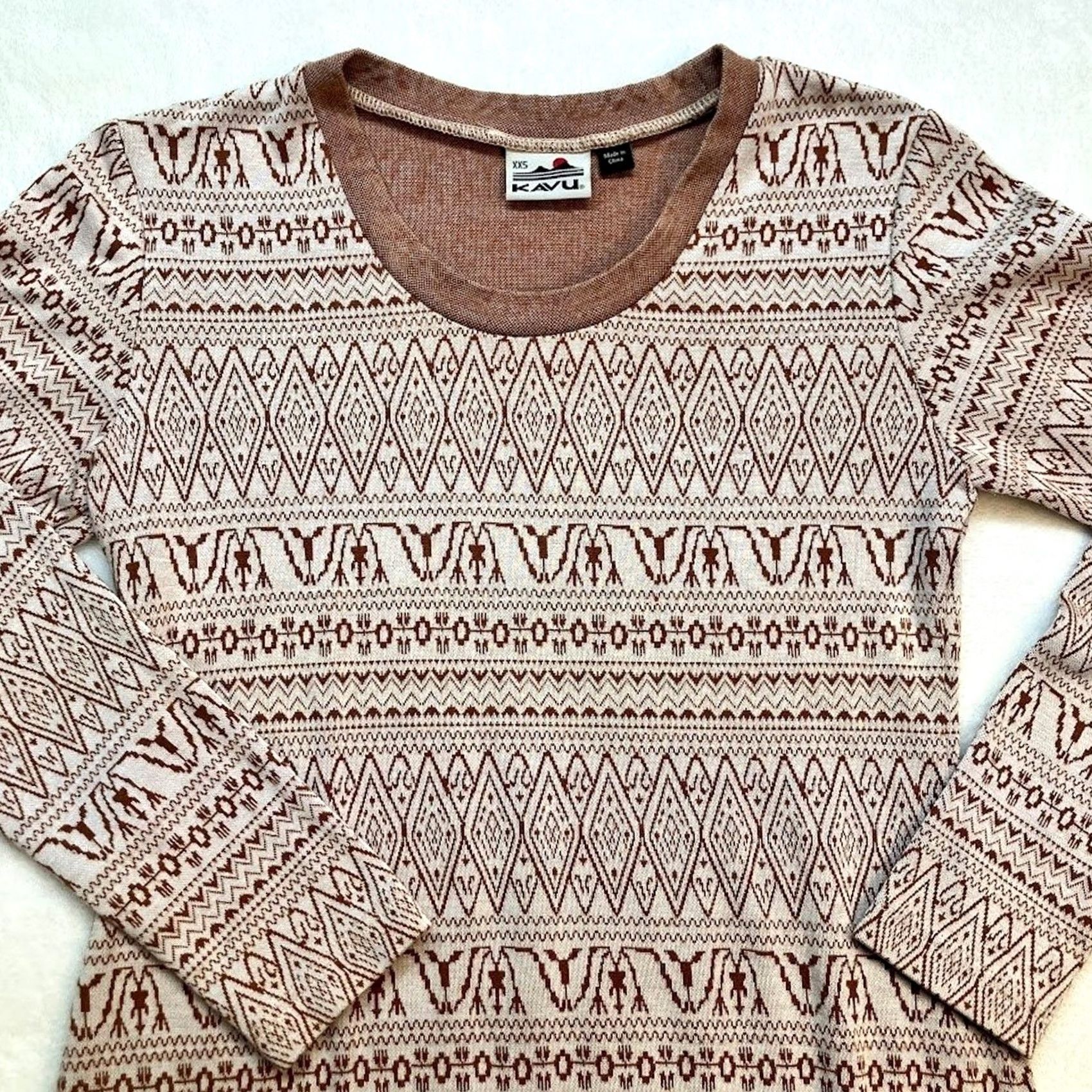 KAVU KAVU Sweater Womens XXS Brown Fair Isle Mini Dress Tan Size Side Button Accents Size XXS / US 00 / IT 34 - 3 Thumbnail