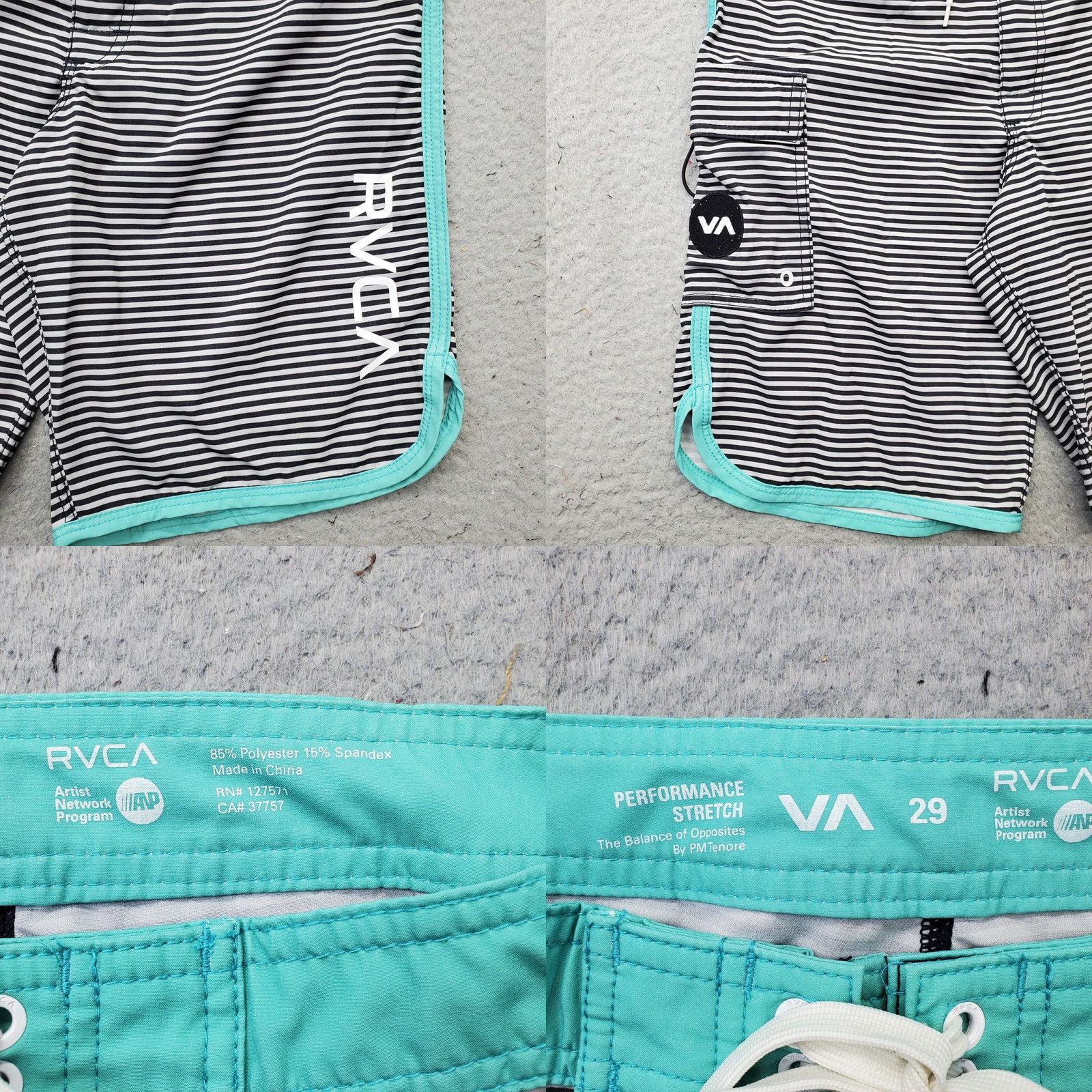 RVCA RVCA Mens Board Shorts 29 Multicolor Striped Performance Stretch ANP Surf Surfing Mens Size 29 Size US 29 - 8 Thumbnail