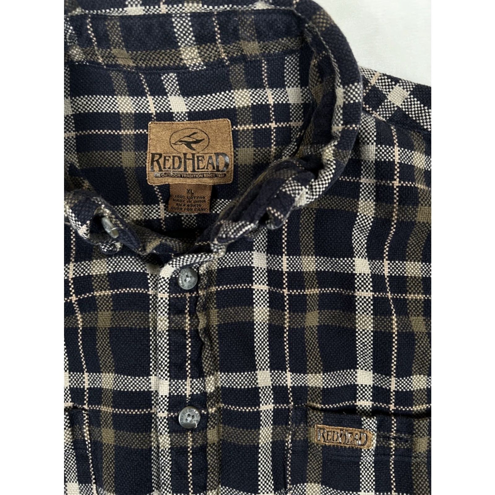 Vintage RedHead Shirt Button-Down Flannel Casual Long Sleeve Size XL Plaid Black Green Mens Size US XL / EU 56 / 4 - 2 Thumbnail