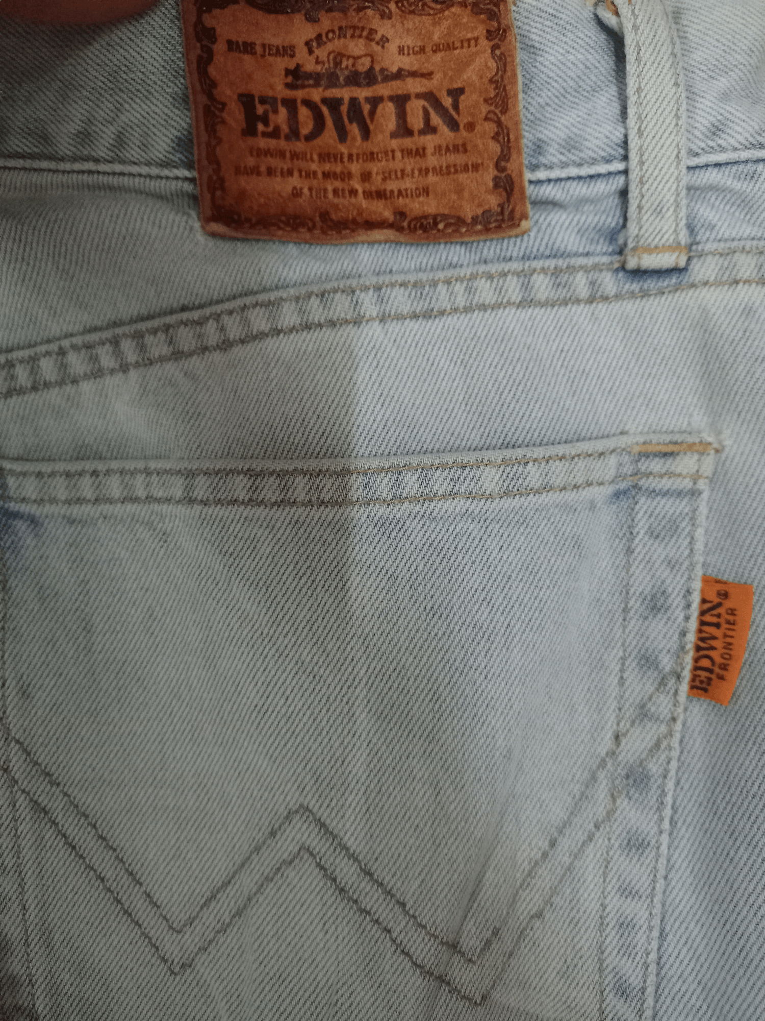 Edwin × Japanese Brand 1993 Edwin Frontier Vintage Orange Tab Loose Jeans Size US 33 - 8 Thumbnail