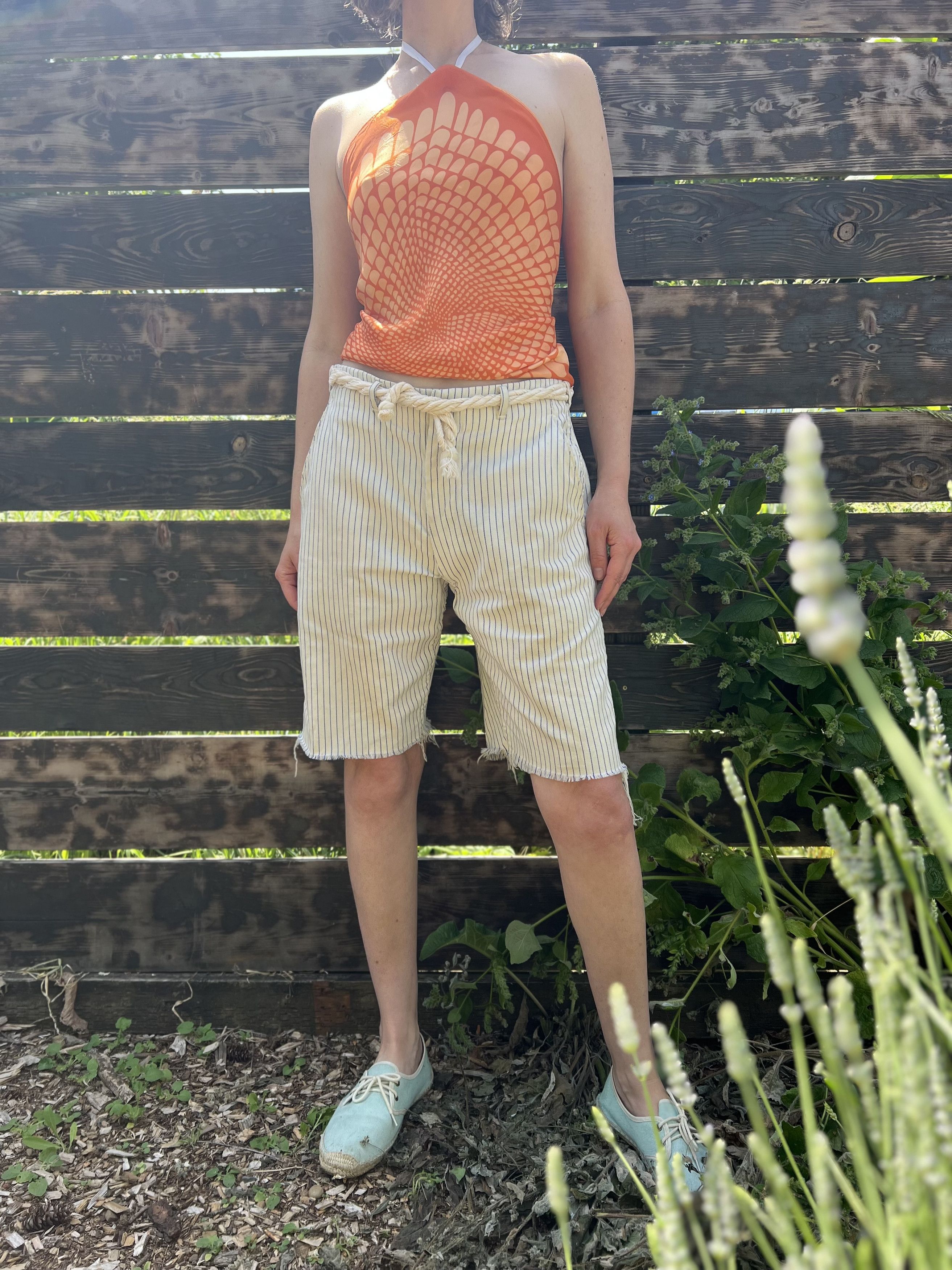 Levi's Vintage Clothing Vintage Big E Levi’s Cutoff Pinstripe Denim Shorts Size US 30 / EU 46 - 9 Thumbnail