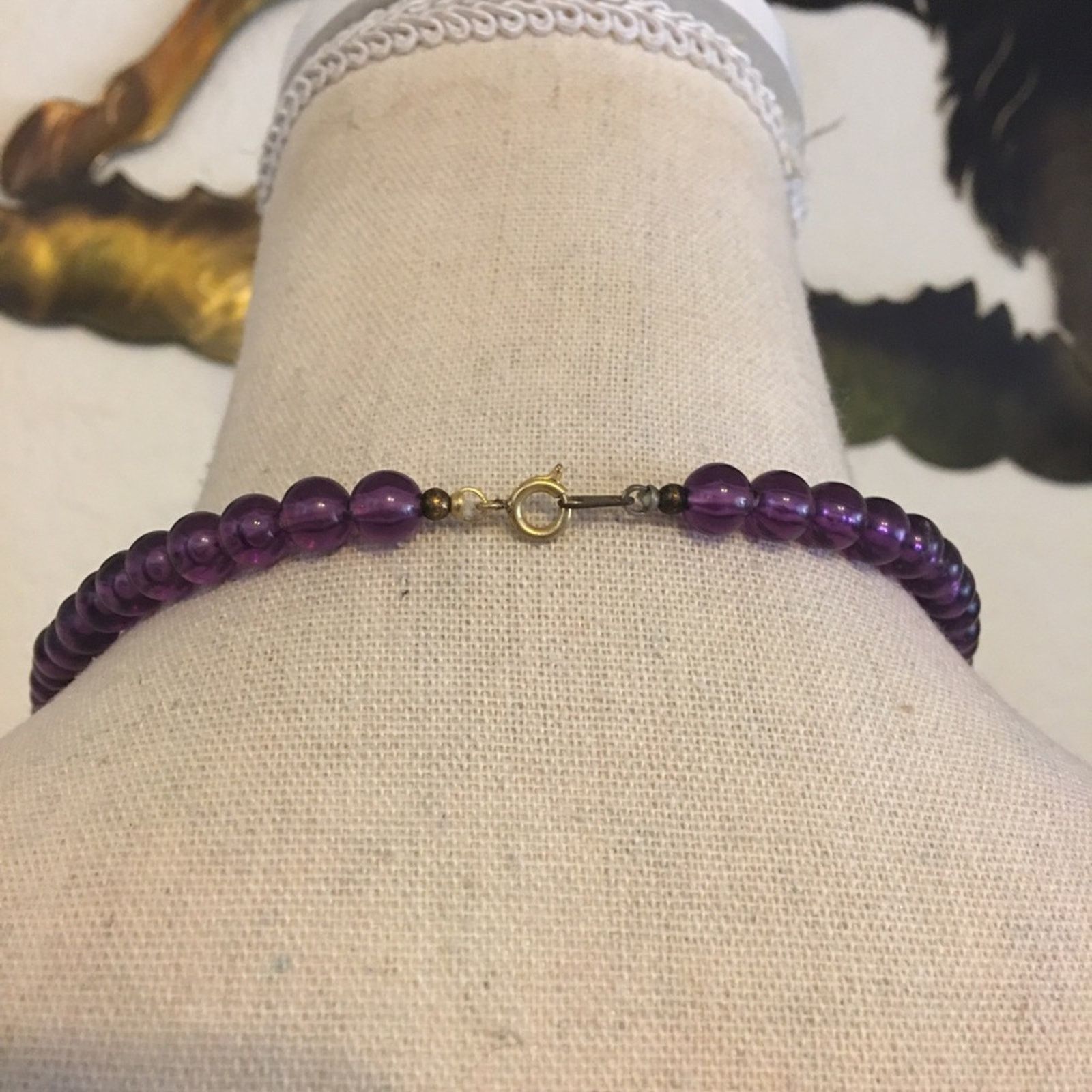 Vintage Vintage purple round resin bead necklace Size ONE SIZE - 5 Thumbnail