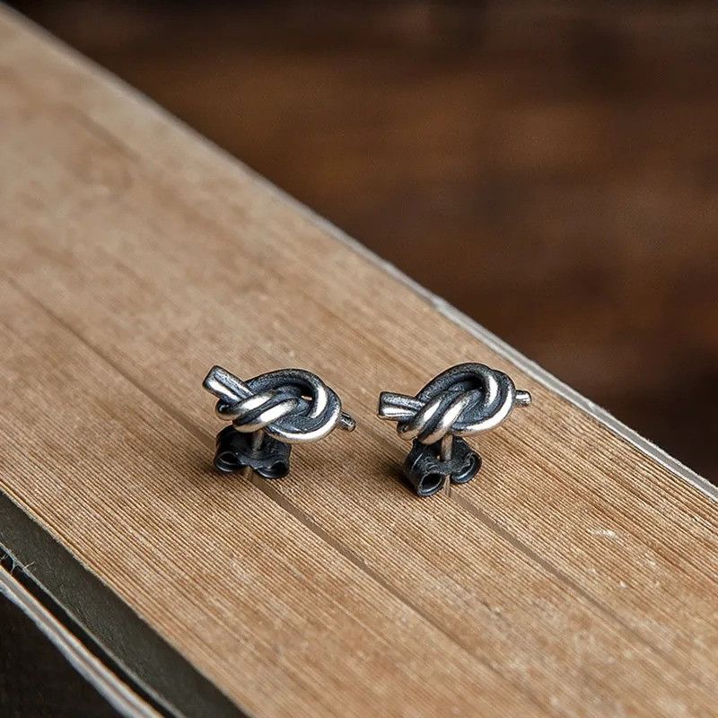 Jewelry Vintage Knot Earrings 925 Sterling Silver Ear Jewelry Gift Size ONE SIZE - 3 Thumbnail