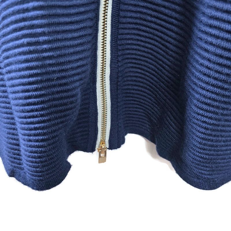 Reiss Reiss Skye Navy Exposed Gold Zipper Textured Sweater Medium Size M / US 6-8 / IT 42-44 - 7 Thumbnail